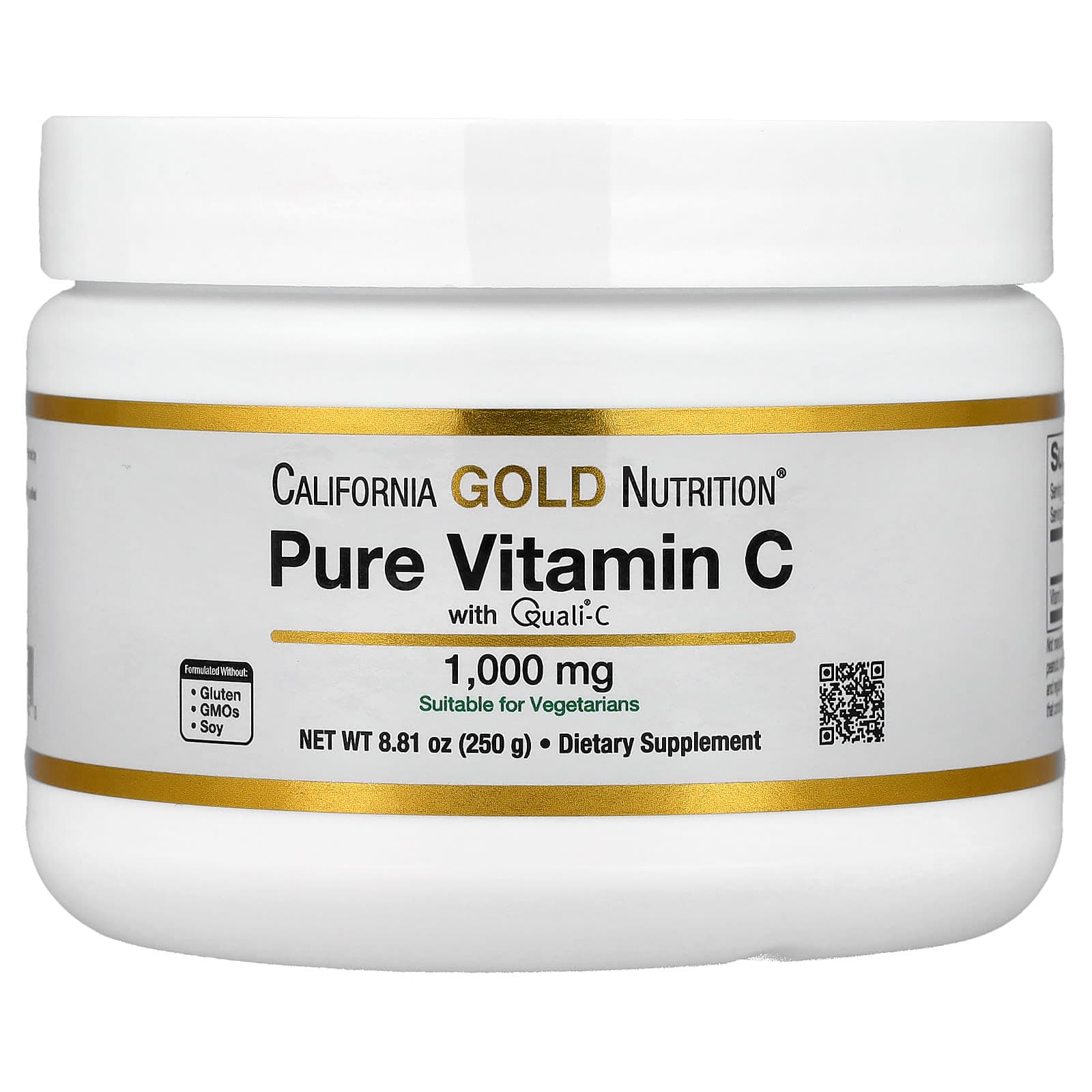 California Gold Nutrition Pure Vitamin C, Quali-C Powder – 250 g de California Gold Nutrition