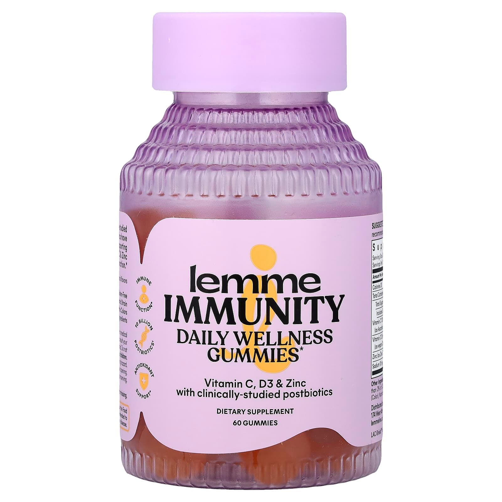 Lemme Immunity Daily Wellness Gummies – Sweet Orange – 60 gommes de Lemme