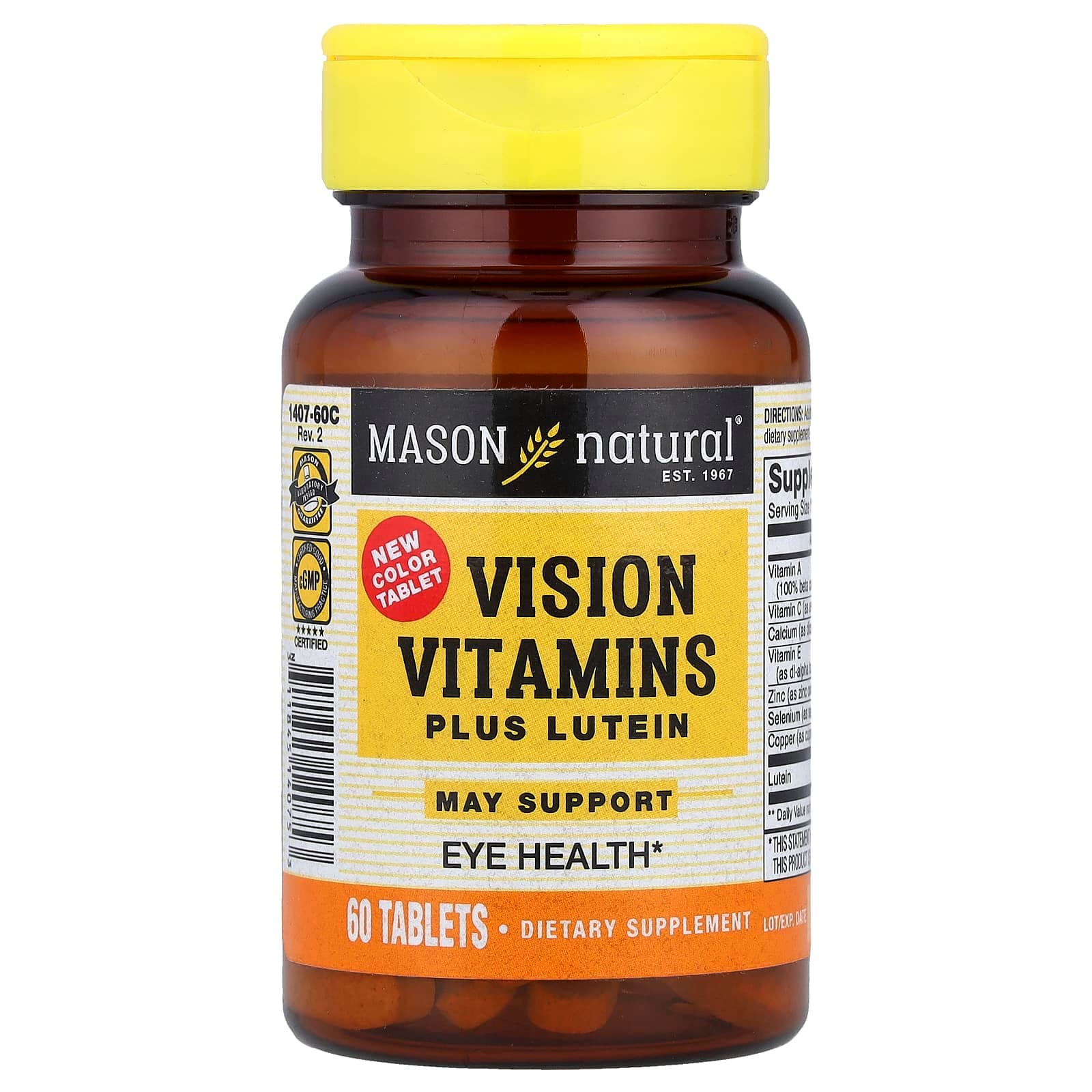 Mason Natural Vision Vitamins Plus Lutein – 60 comprimés de Mason Natural