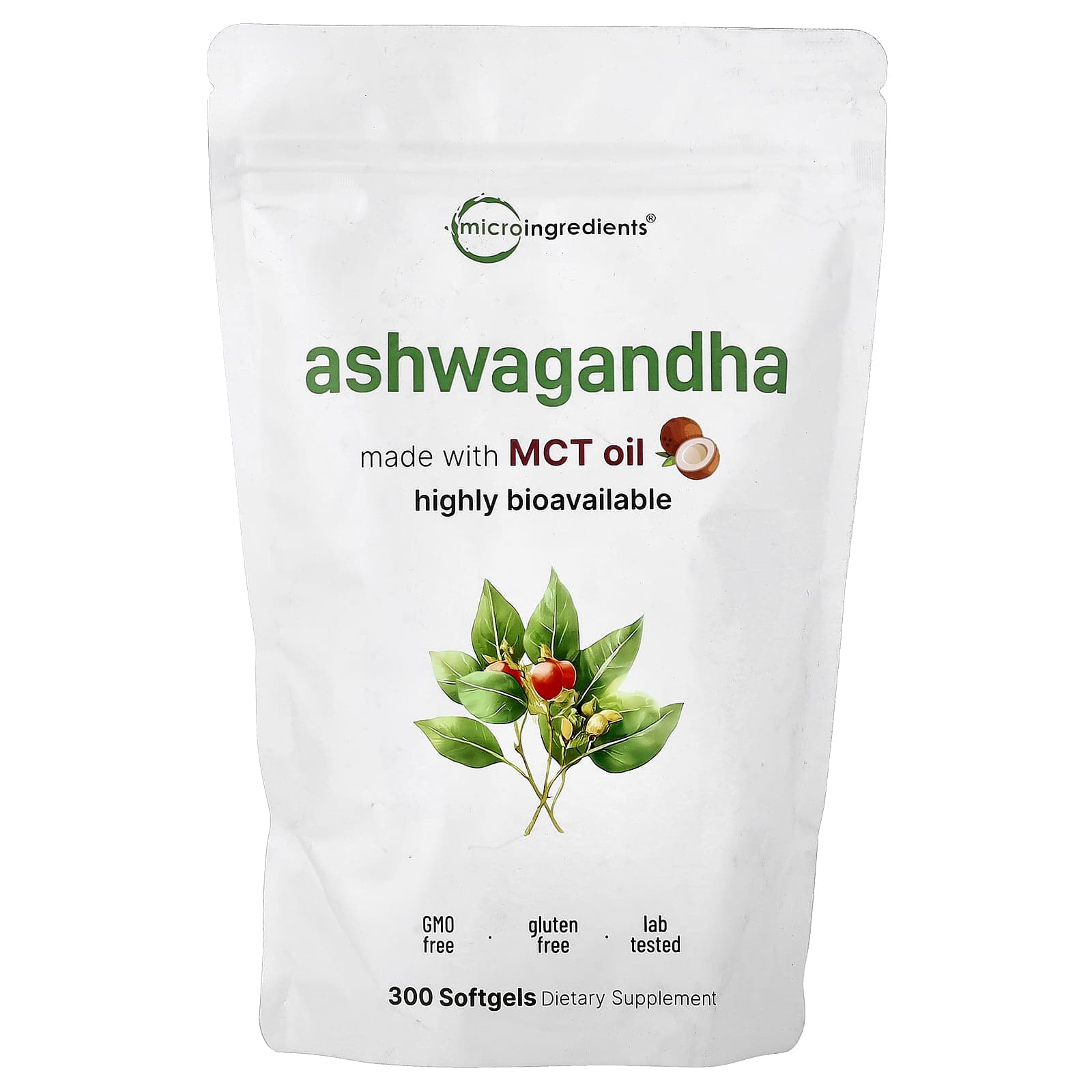 Micro Ingredients Ashwagandha – 300 capsules molles de Micro Ingredients