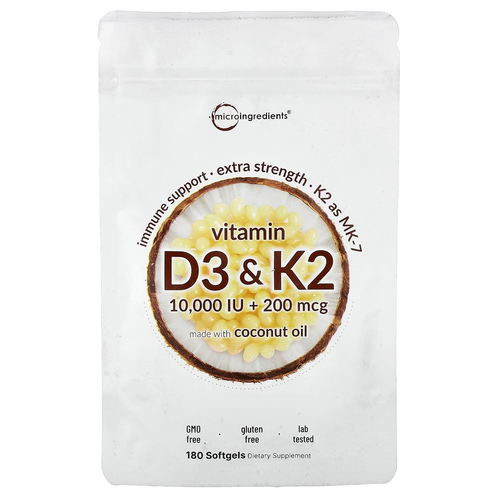 Micro Ingredients Vitamin D3 & K2 – 180 capsules molles de Micro Ingredients