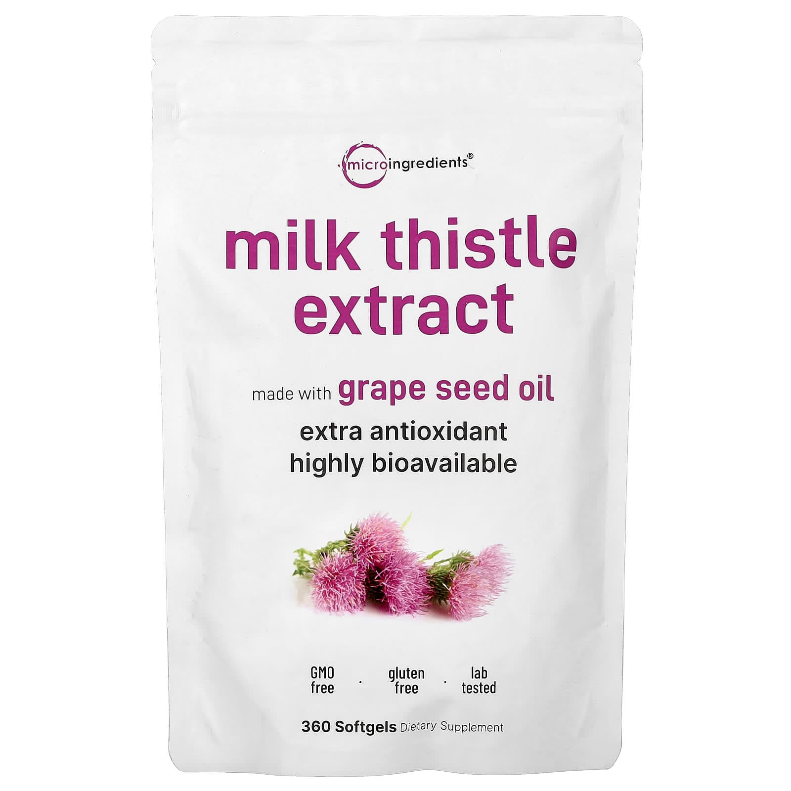 Micro Ingredients Milk Thistle Extract – 360 capsules molles de Micro Ingredients