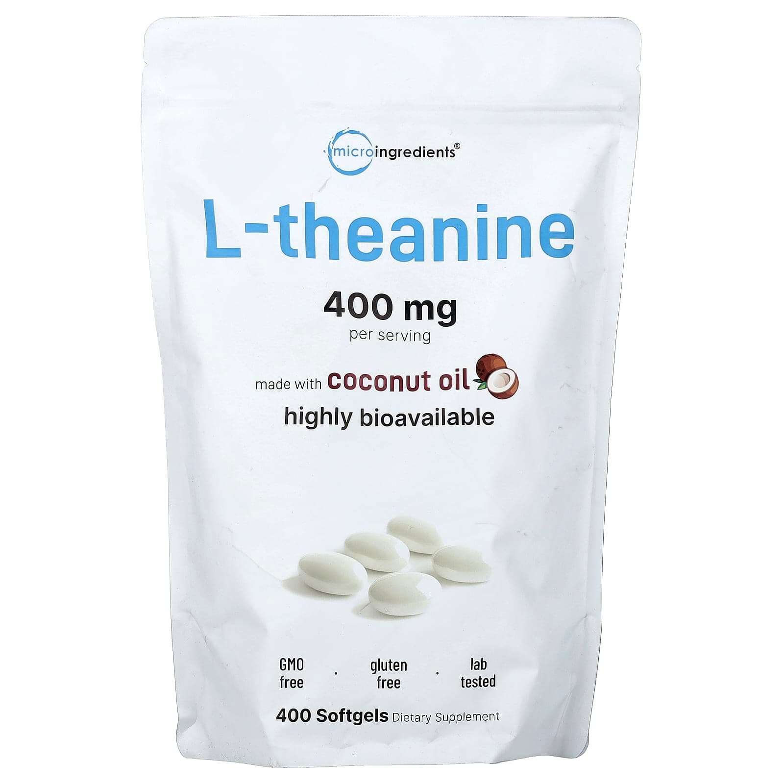 Micro Ingredients L-Theanine – 400 capsules molles de Micro Ingredients