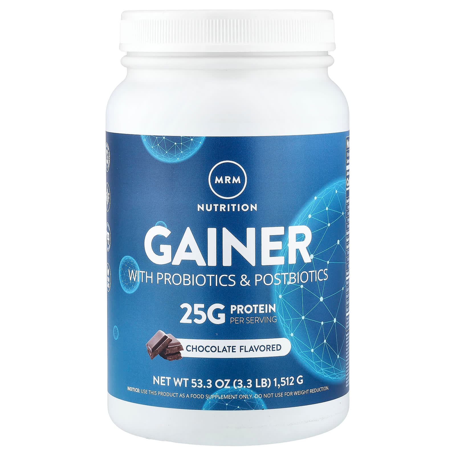 MRM Nutrition Gainer With Probiotics & Postbiotics – Chocolate – 1512 g de MRM Nutrition