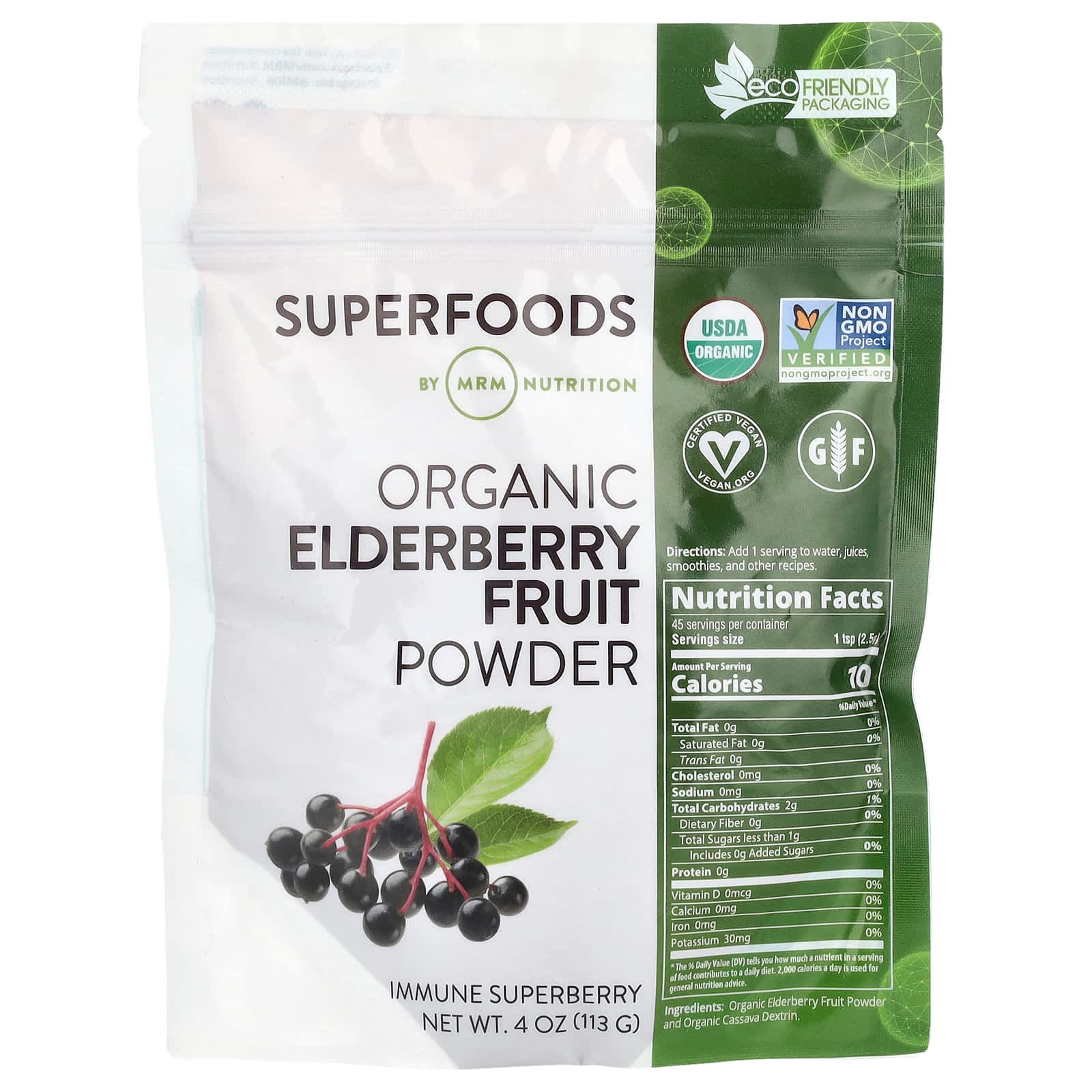 MRM Nutrition Organic Elderberry Fruit Powder – Organic Elderberry Fruit Powder – 113 g de MRM Nutrition