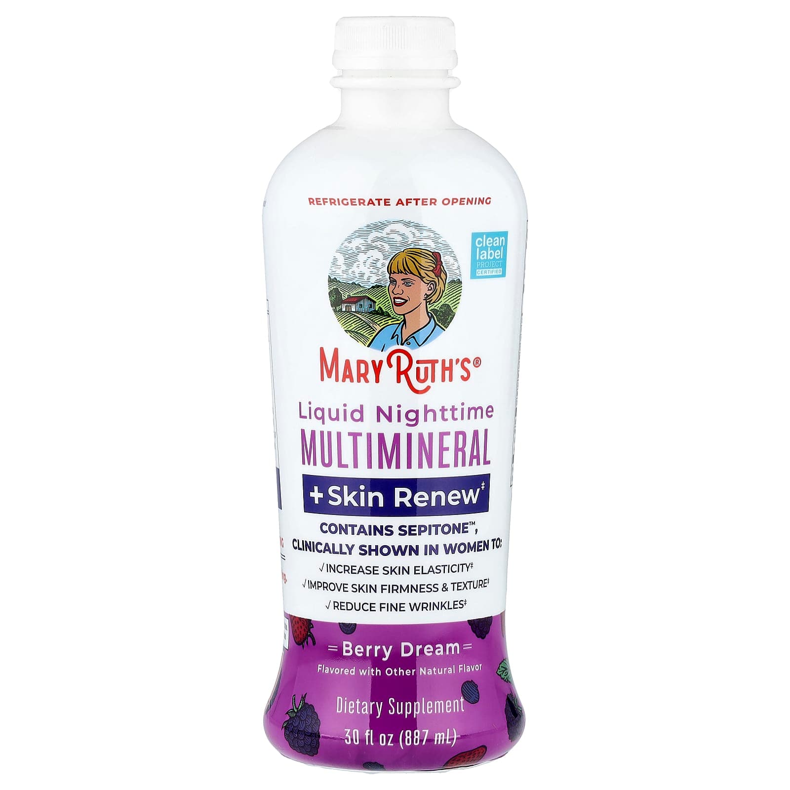 MaryRuth's Liquid Nighttime Multimineral + Skin Renew – Berry Dream – 887 ml de MaryRuth's