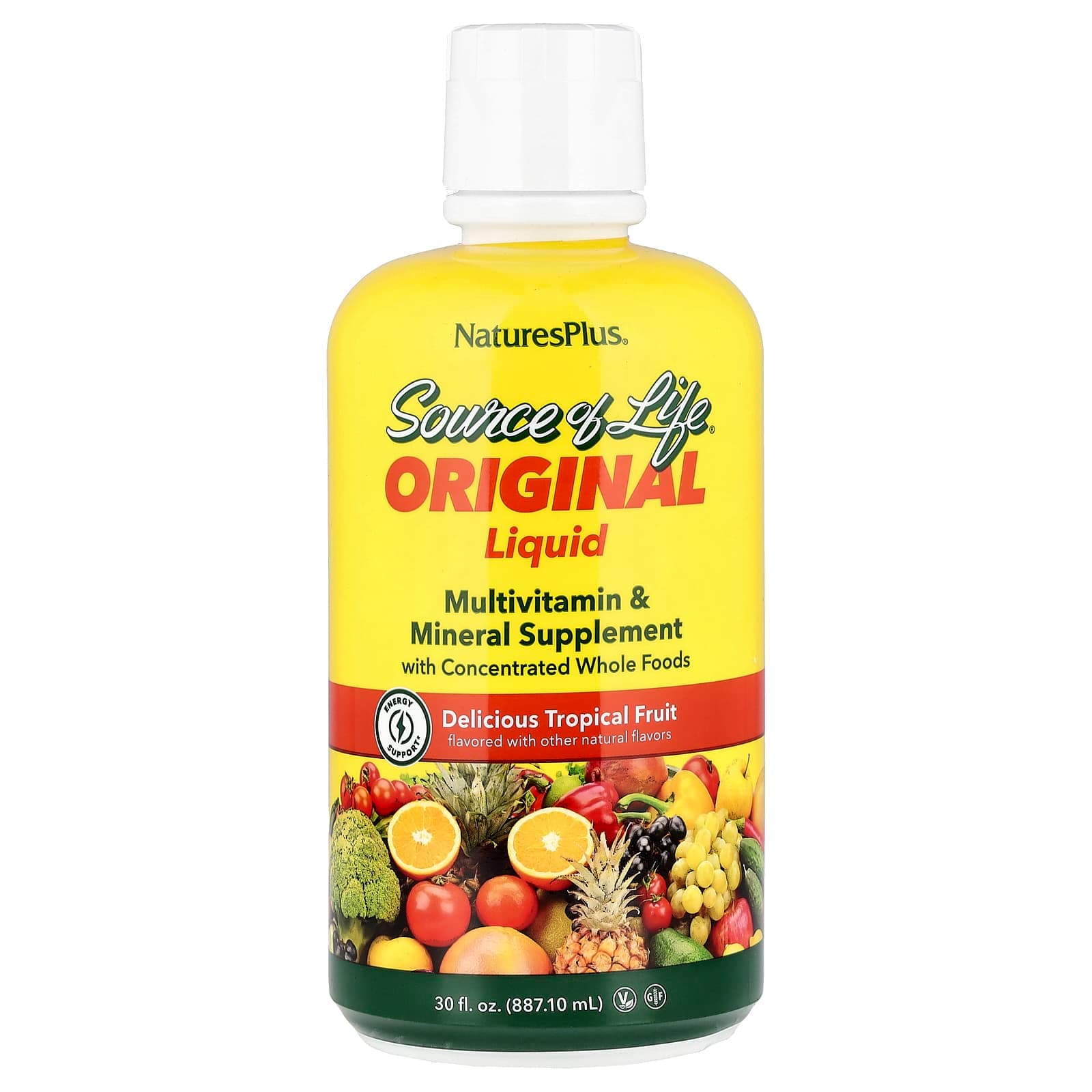 NaturesPlus Source of Life, Liquid Multivitamin & Mineral Supplement – Tropical Fruit – 887,1 ml de NaturesPlus