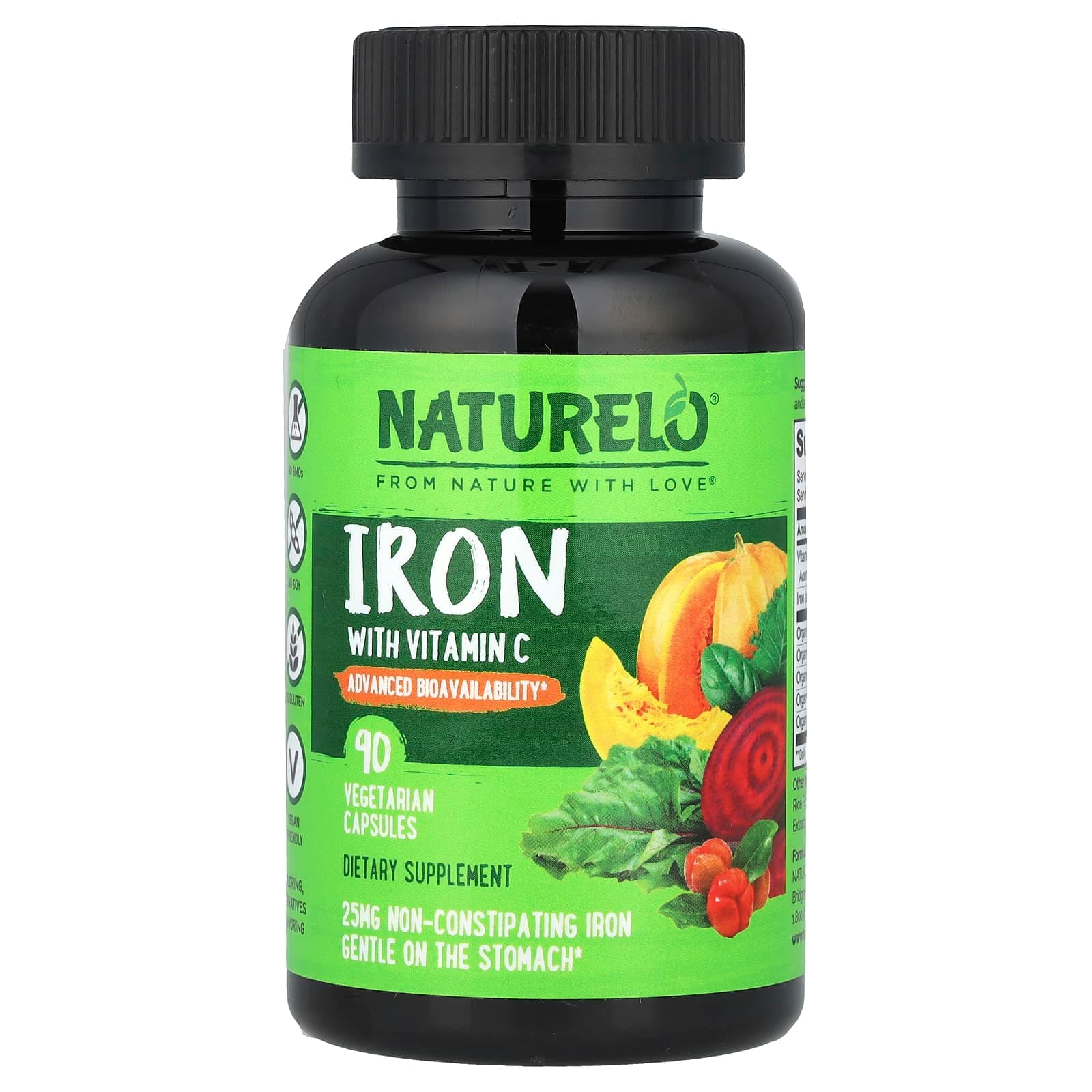 NATURELO Iron With Vitamin C – 90 gélules végétales de NATURELO
