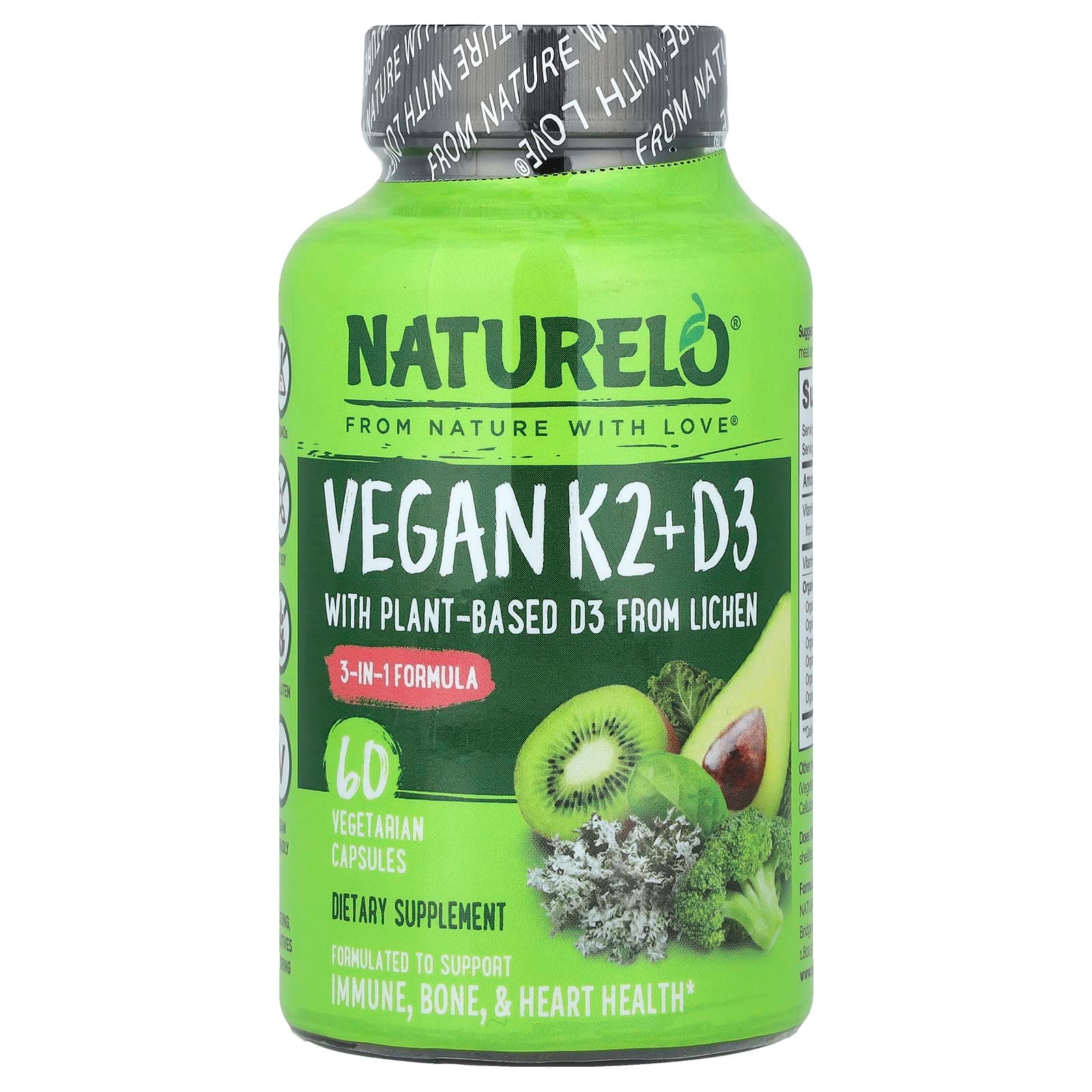 NATURELO Vegan Vitamin K2 + D3 – 60 gélules végétales de NATURELO