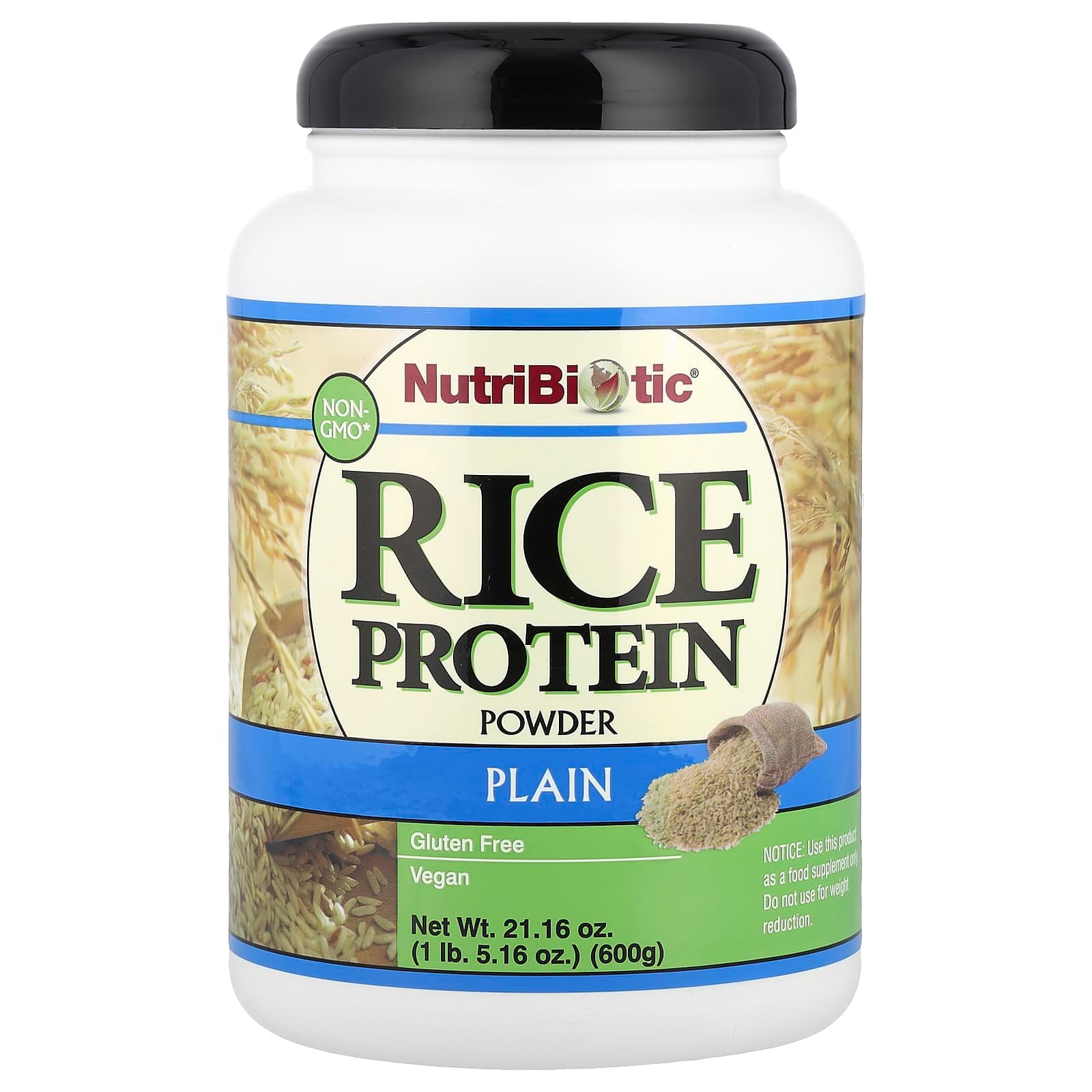 NutriBiotic Rice Protein Powder, Plain – 600 g de NutriBiotic