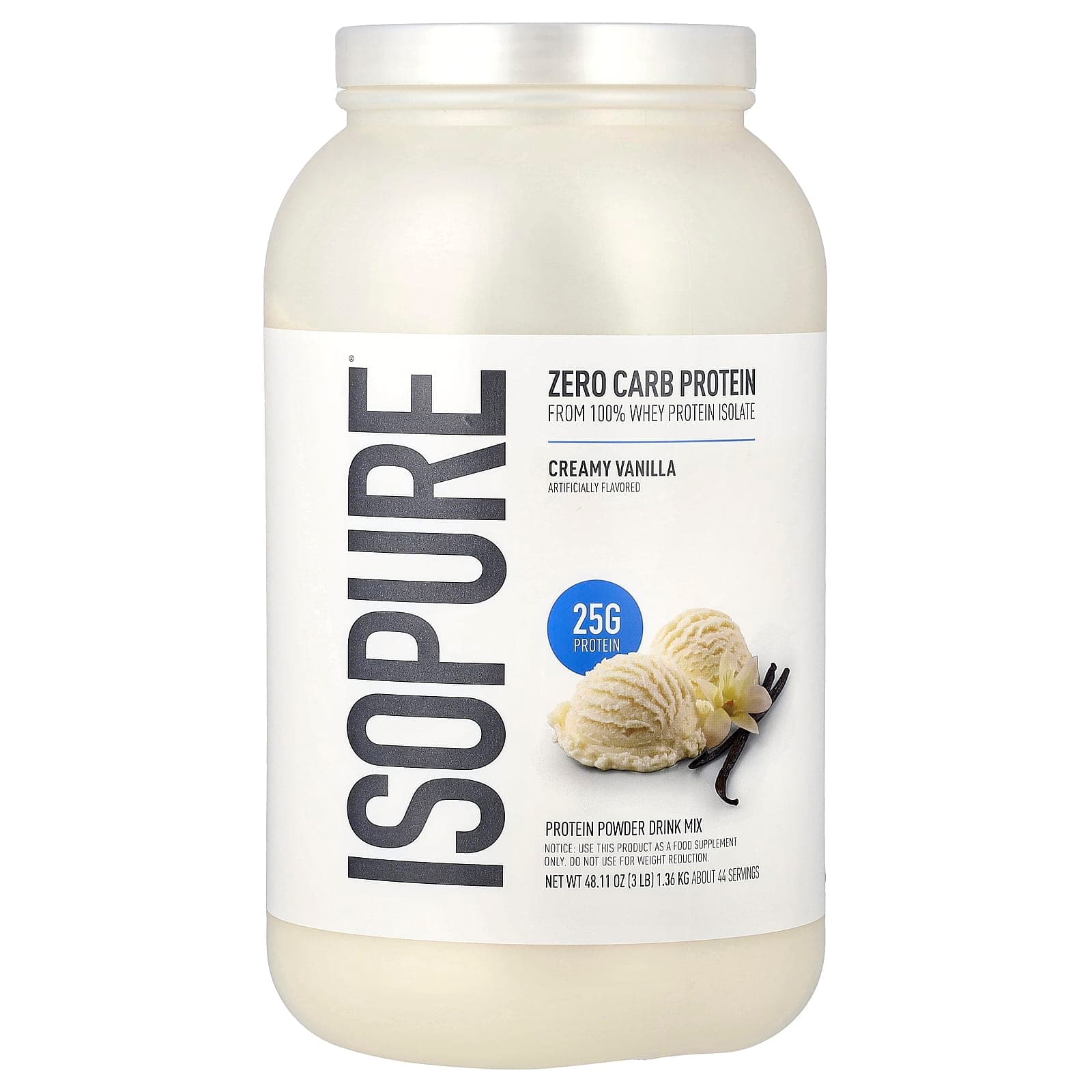 Isopure Zero Carb Protein Powder – Creamy Vanilla – 1,36 kg de Isopure