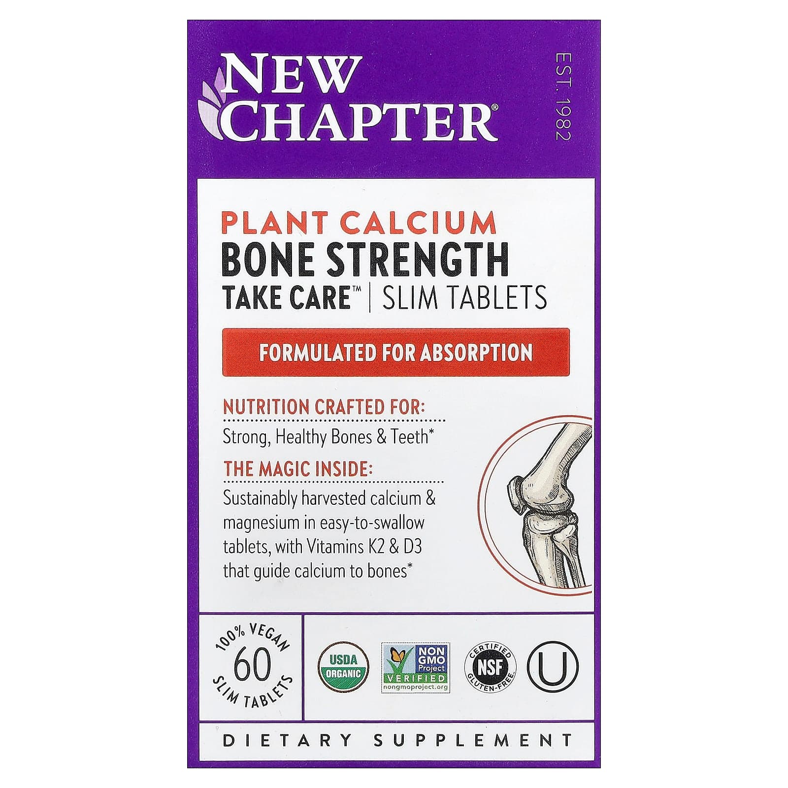 New Chapter Plant Calcium, Bone Strength Take Care, 60 Vegan Slim Tablets de New Chapter