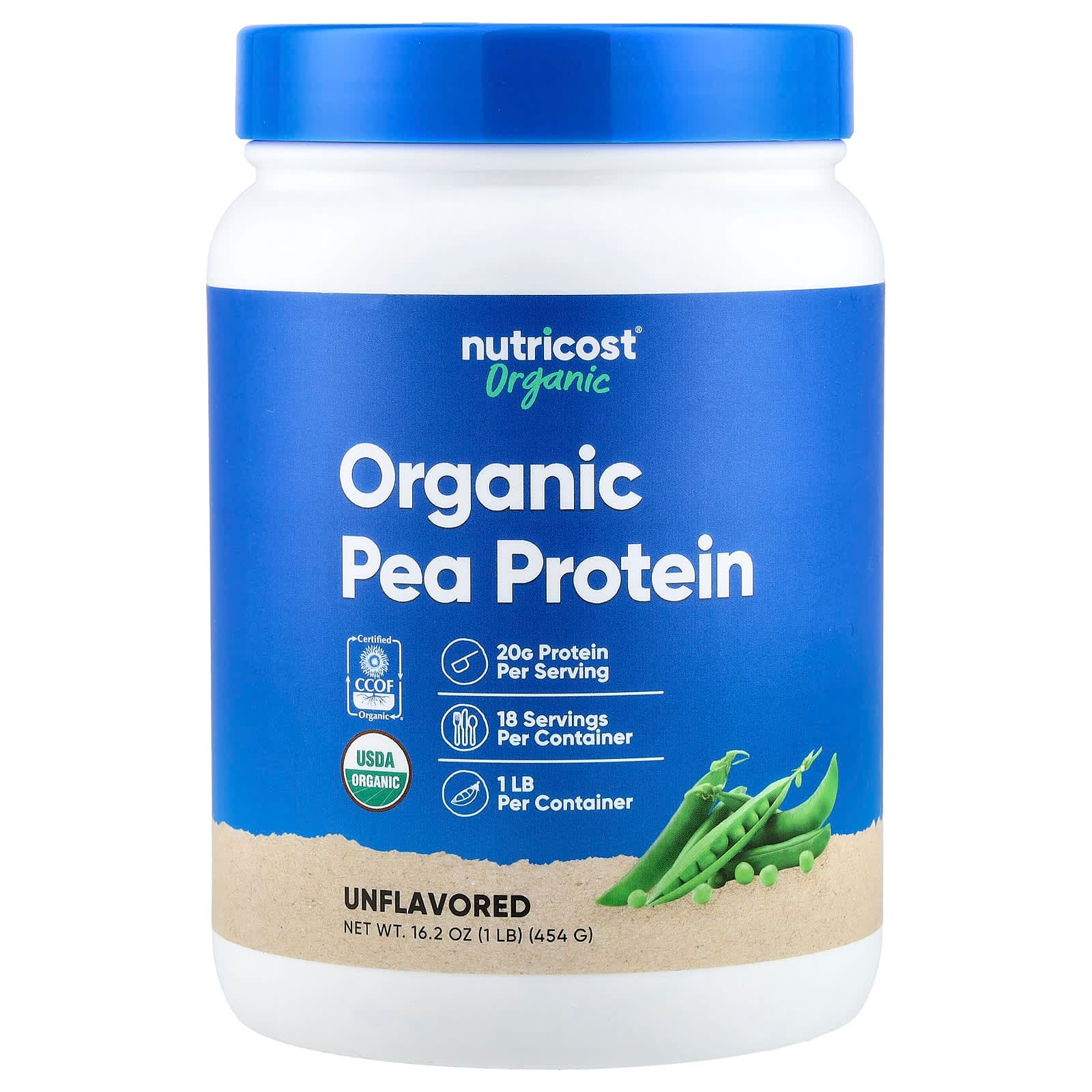 Nutricost Organic Pea Protein – Sans arôme – 454 g de Nutricost