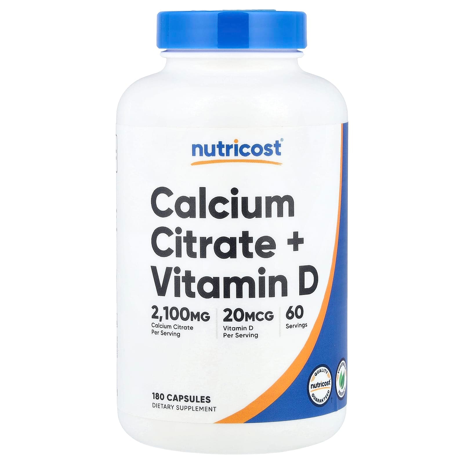 Nutricost Calcium Citrate + Vitamin D – 180 gélules de Nutricost