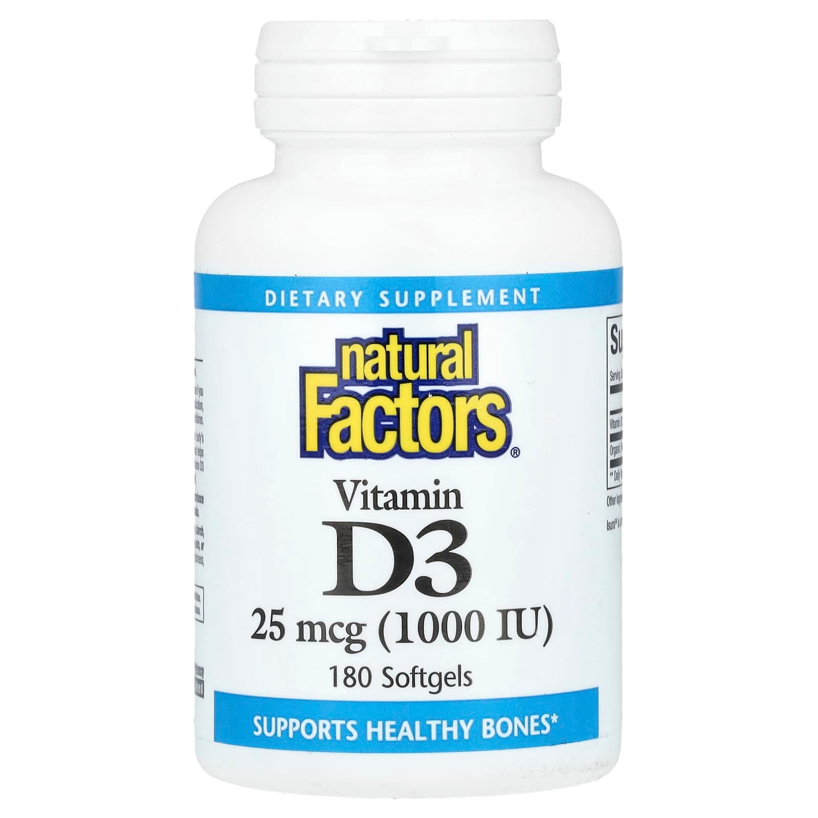Natural Factors Vitamin D3 – 180 capsules molles de Natural Factors