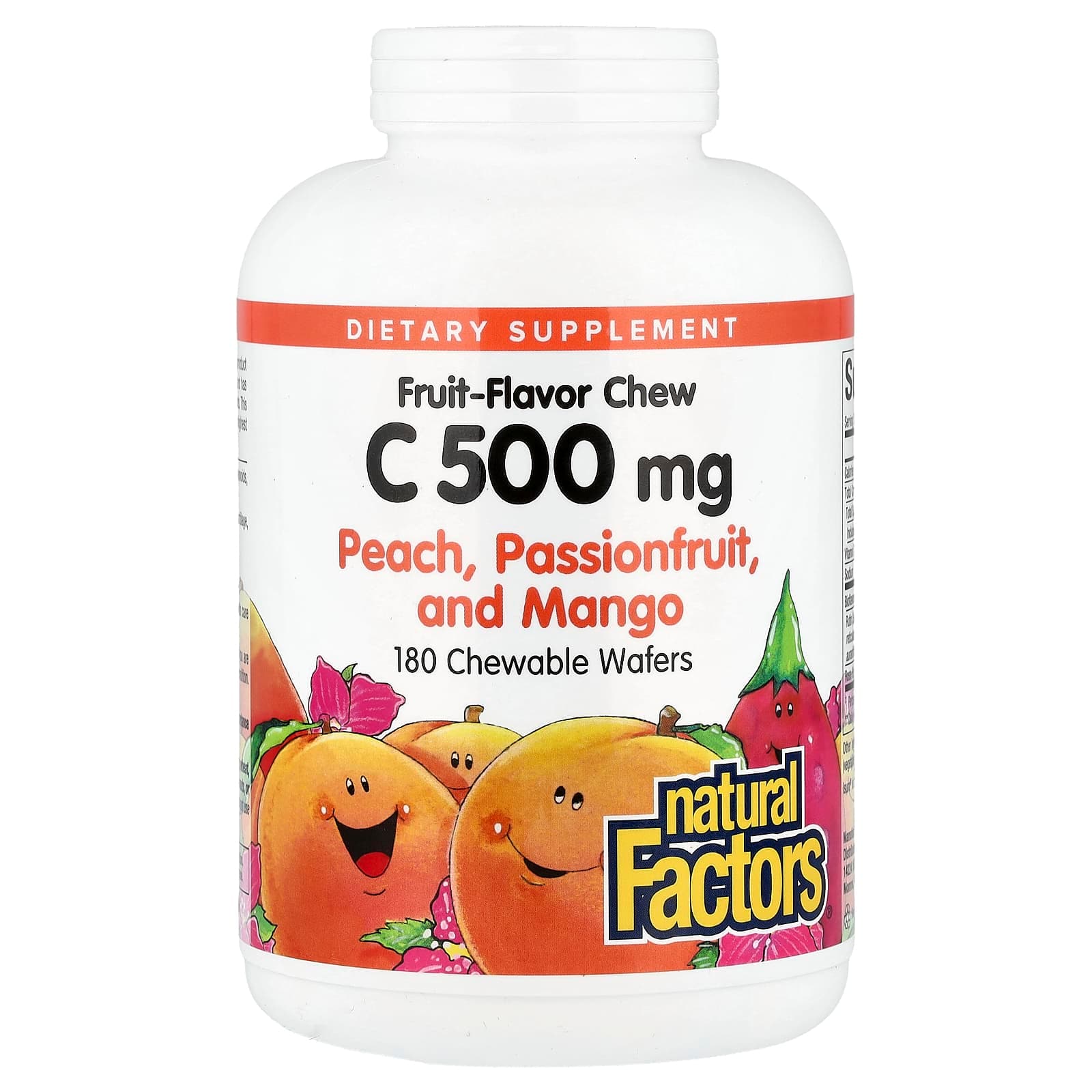 Natural Factors Vitamin C, Peach, Passionfruit and Mango – Fruit-Flavor Chew – 500 mg de Natural Factors