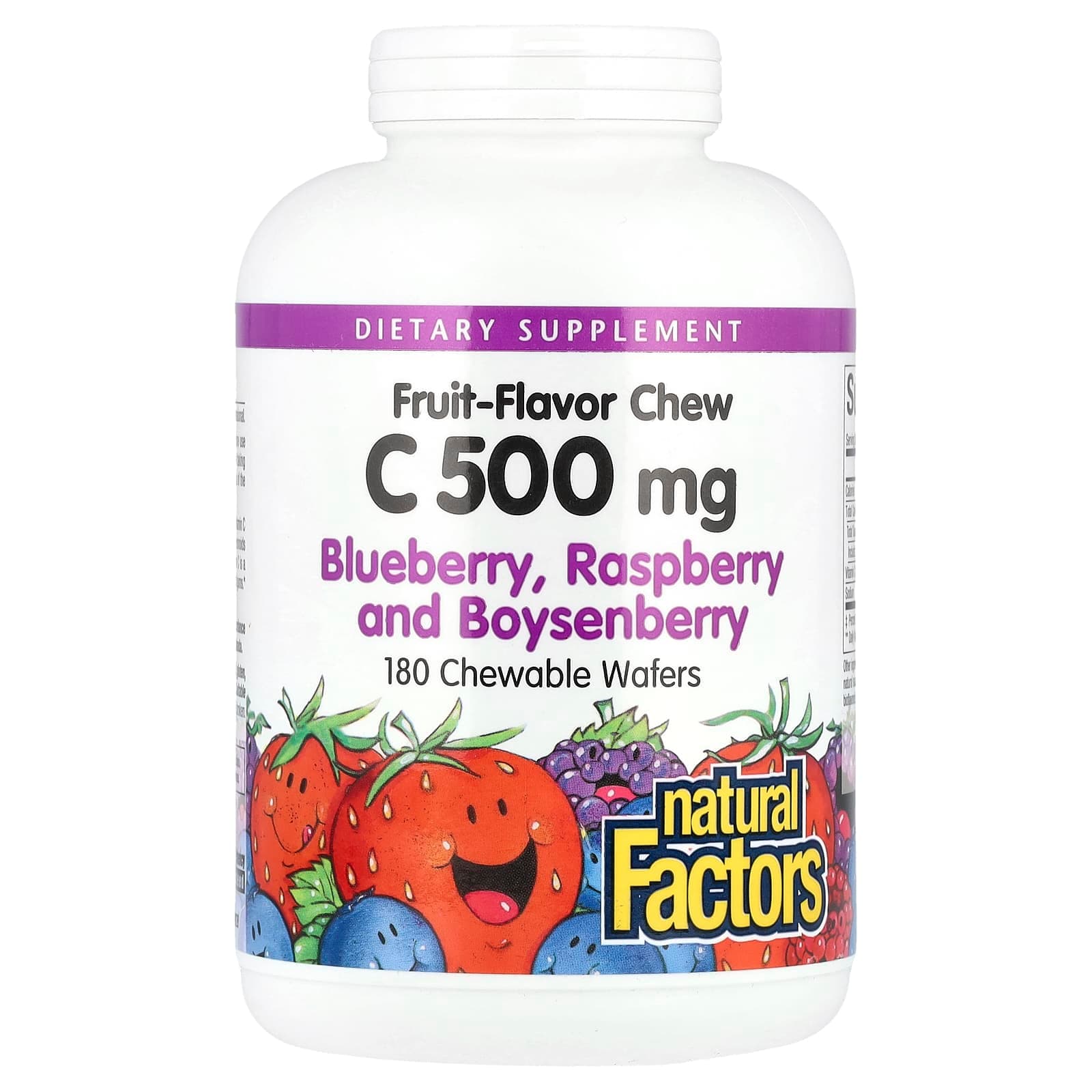 Natural Factors Fruit-Flavor Chew Vitamin C, Blueberry, Raspberry and Boysenberry – Fruit-Flavor Chew Vitamin C – 500 mg de Natural Factors