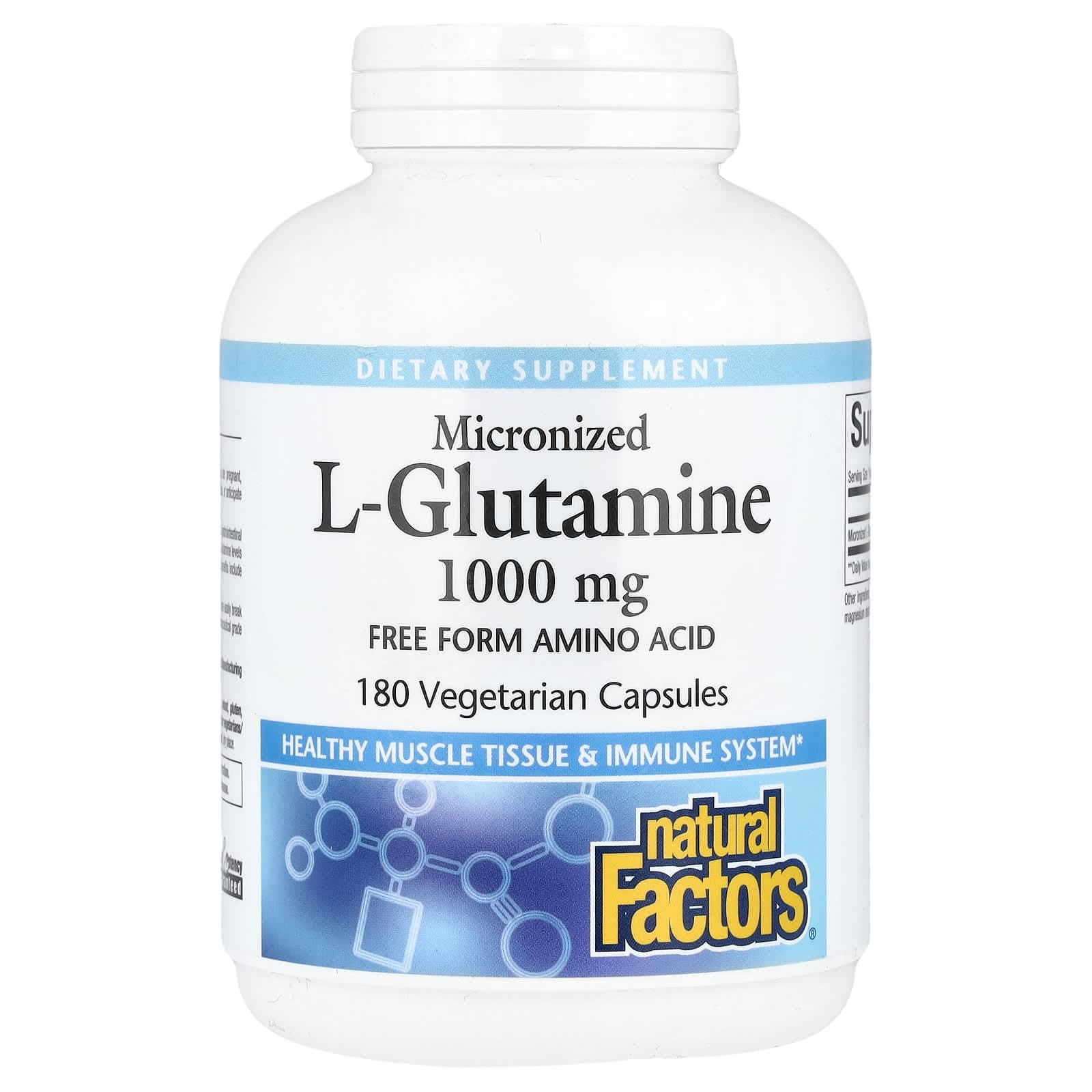 Natural Factors Micronized L-Glutamine – 180 gélules végétales de Natural Factors