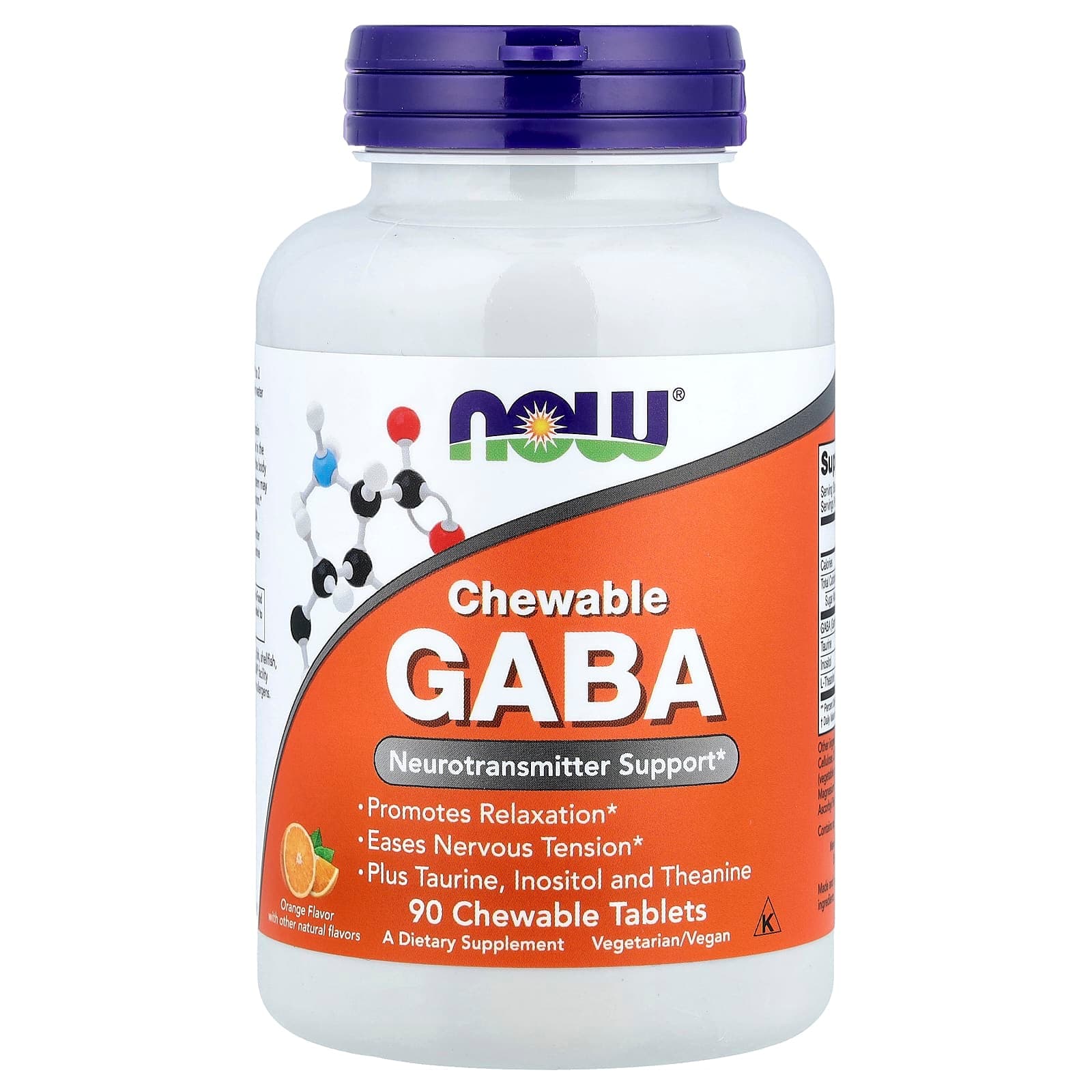 NOW Foods Chewable GABA, 90 Chewable Tablets – Orange de NOW Foods