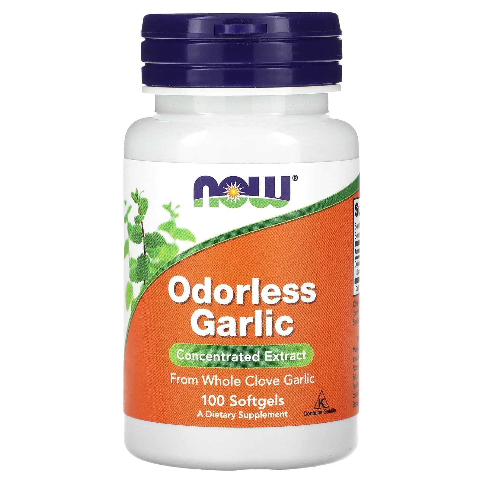 NOW Foods Odorless Garlic, Concentrated Extract – 100 capsules molles de NOW Foods