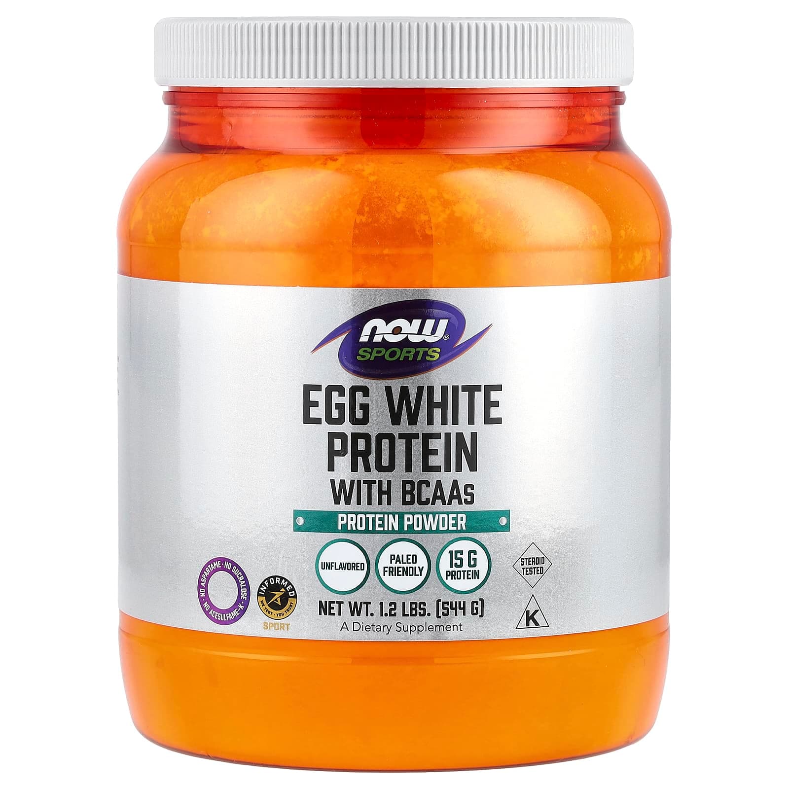 NOW Foods Sports, Egg White Protein with BCAAs, Protein Powder – Sans arôme – 544 g de NOW Foods
