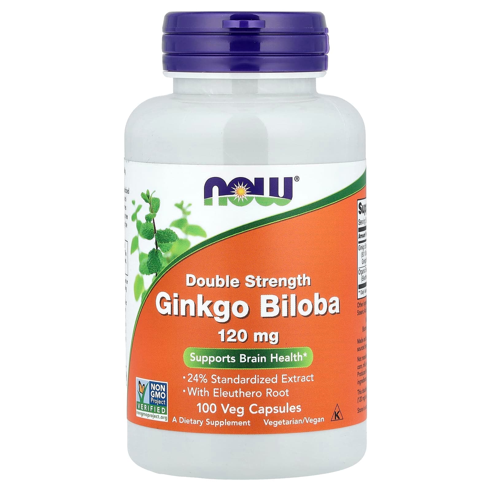 NOW Foods Ginkgo Biloba With Eleuthero Root – 100 gélules végétales de NOW Foods