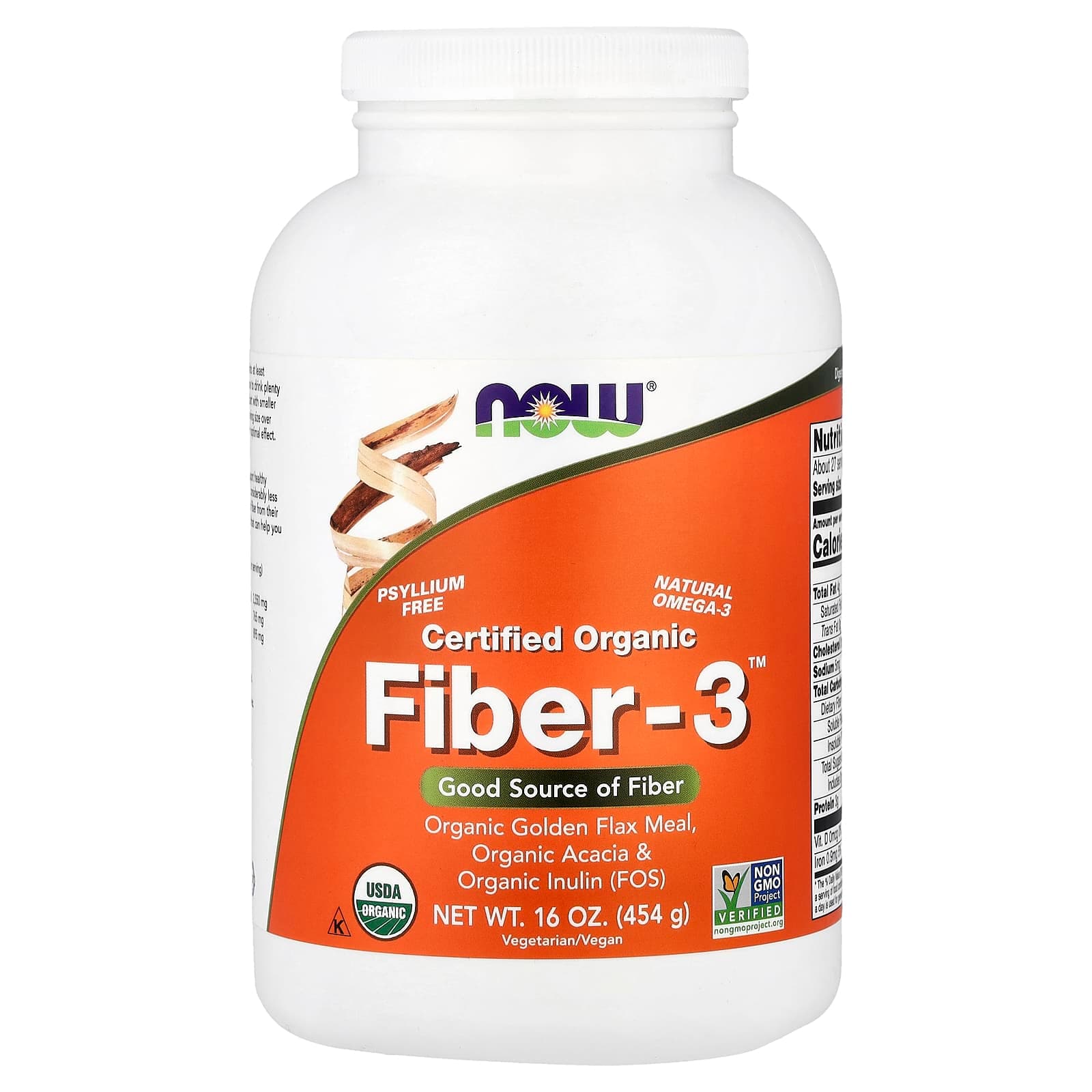 NOW Foods Certified Organic Fiber-3 – 454 g de NOW Foods