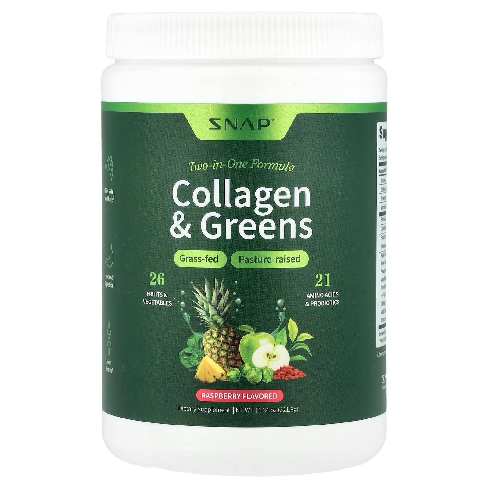 Snap Supplements Collagen & Greens – Raspberry – 321,6 g de Snap Supplements