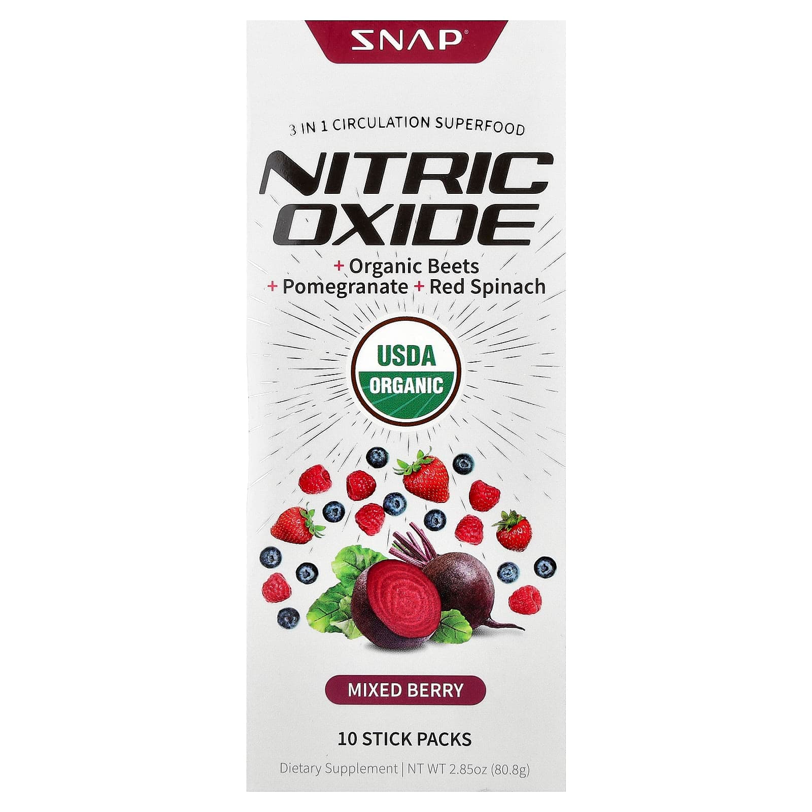 Snap Supplements Nitric Oxide – Mixed Berry – 8,1 g de Snap Supplements