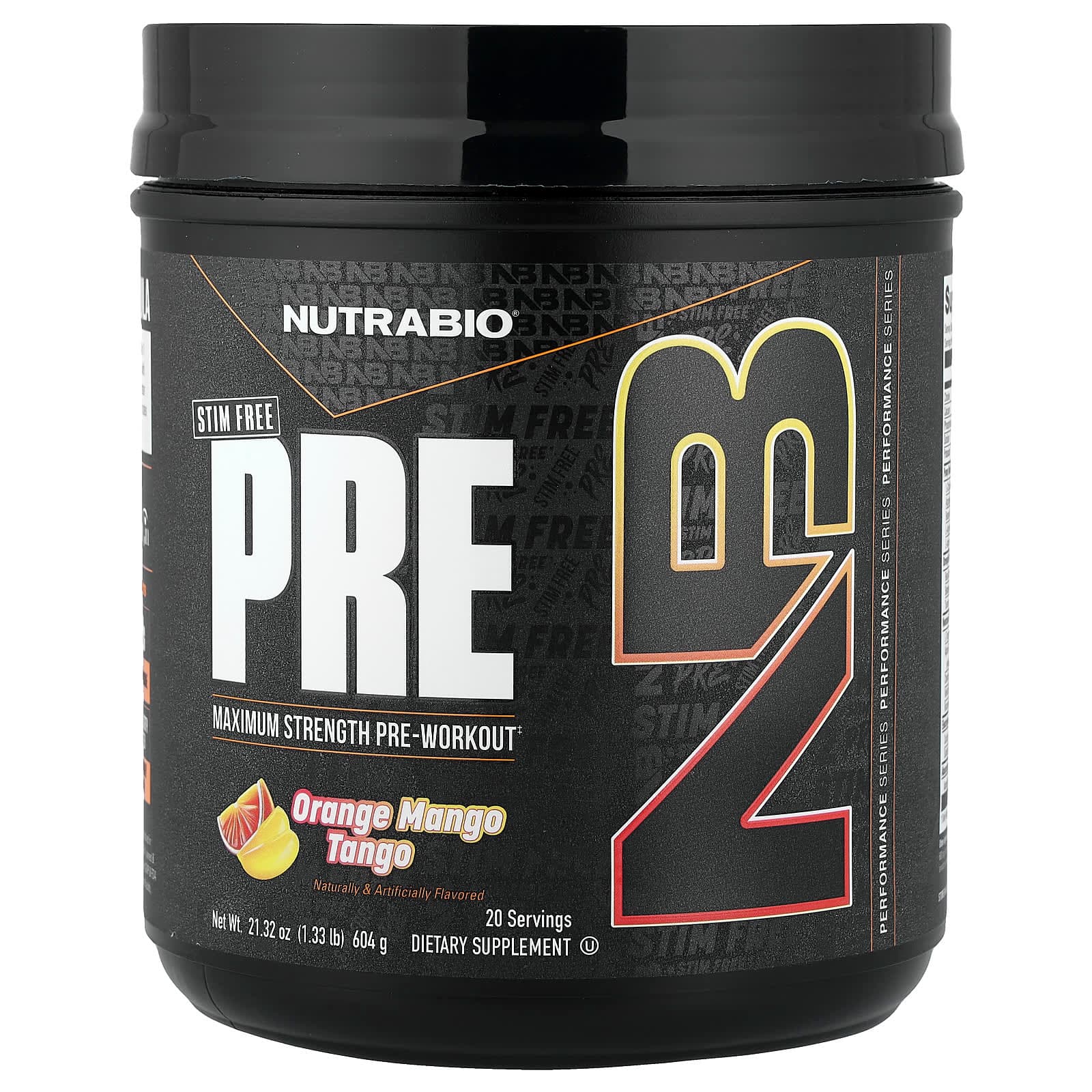 NutraBio PRE-Workout, Stim Free – Orange Mango Tango – 604 g de NutraBio