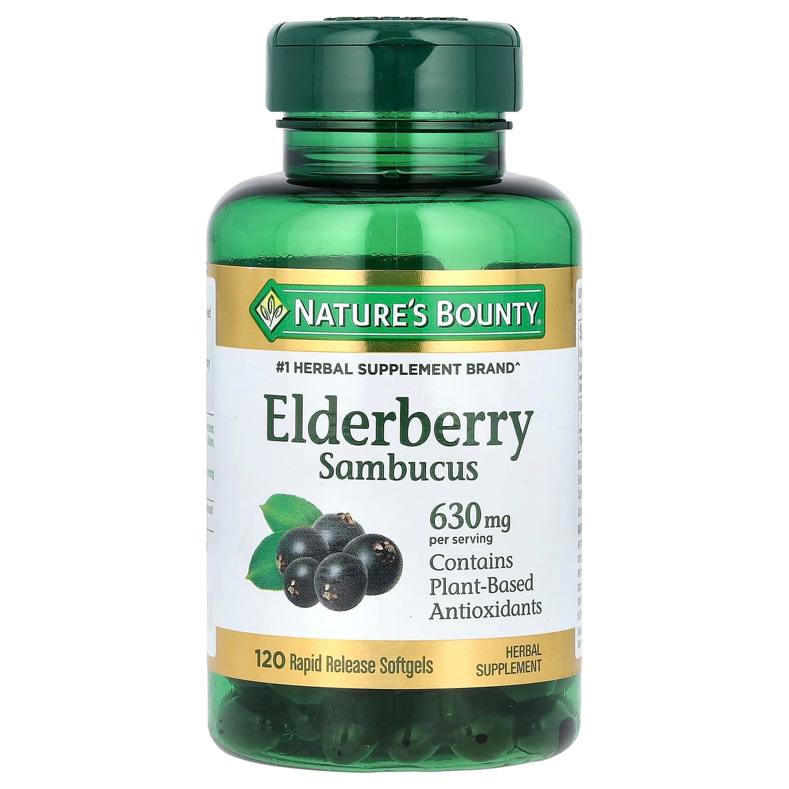 Nature's Bounty Elderberry Sambucus, 120 Rapid Release Softgels (210 mg per Softgel) – Elderberry Sambucus de Nature's Bounty