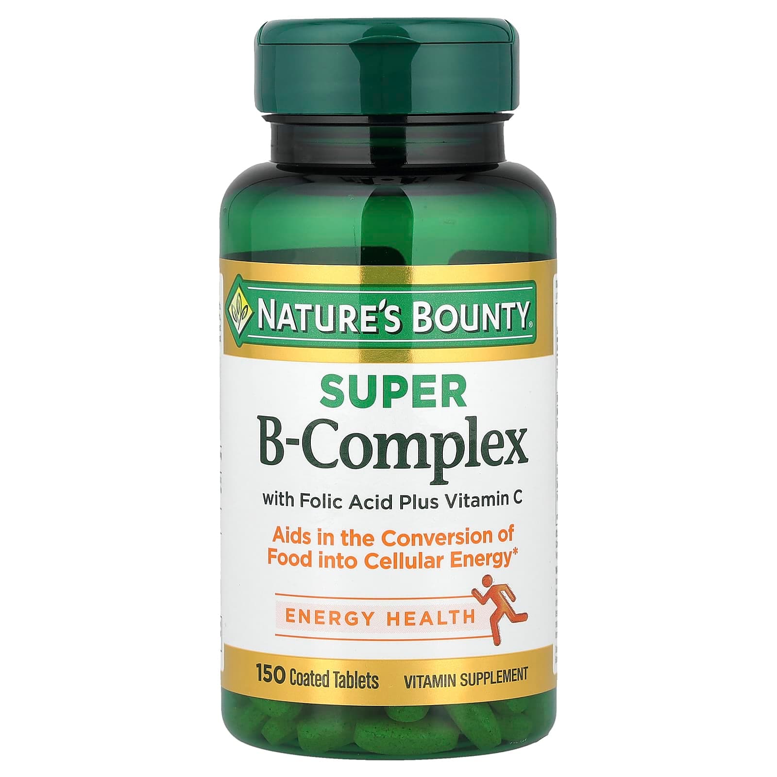 Nature's Bounty Super B-Complex with Folic Acid Plus Vitamin C, 150 Coated Tablets de Nature's Bounty