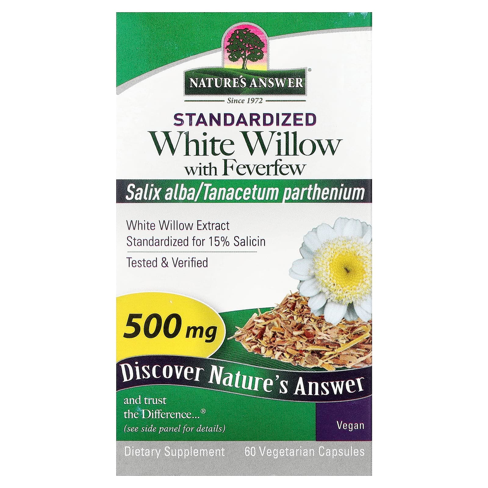 Nature's Answer White Willow with Feverfew – 60 gélules végétales de Nature's Answer