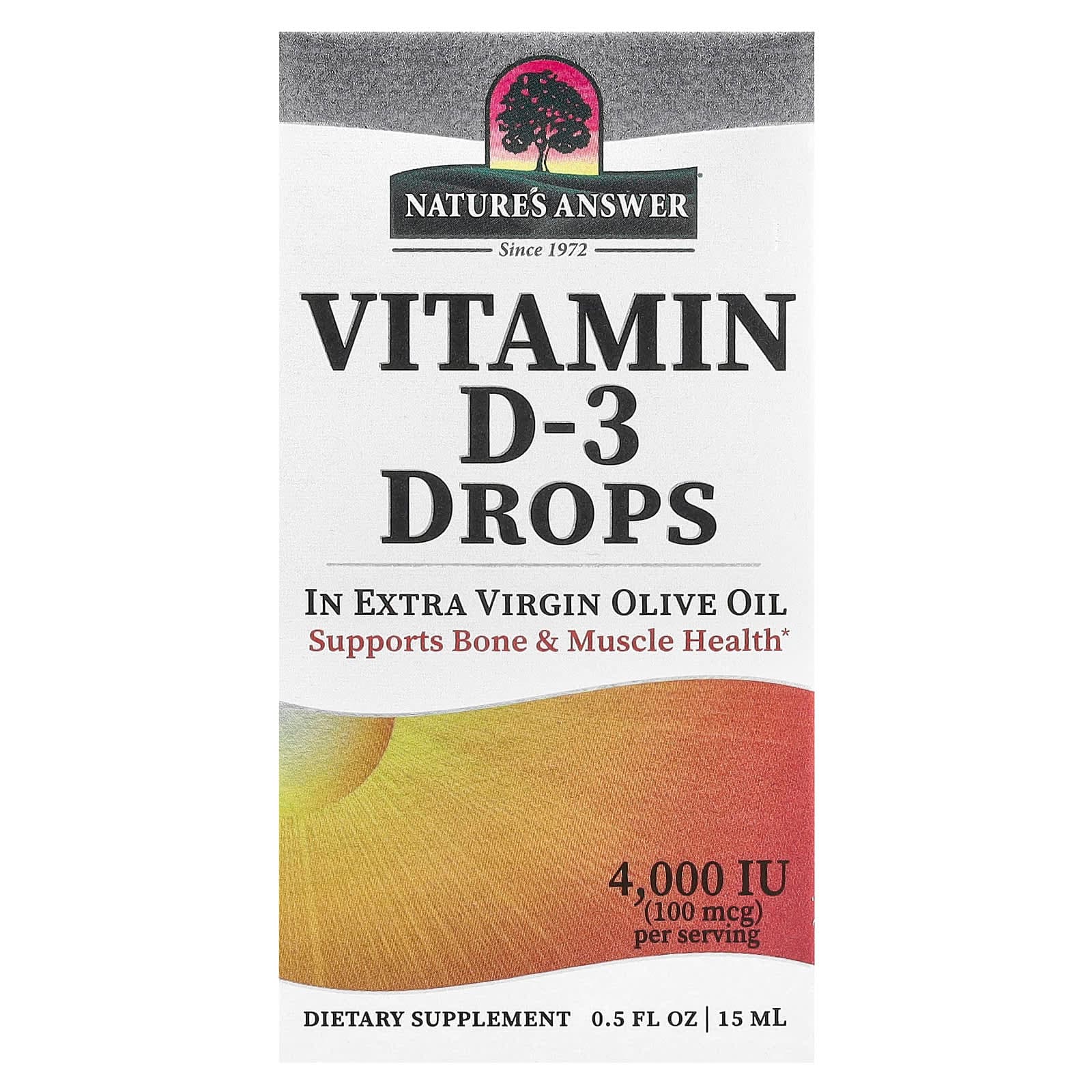 Nature's Answer Vitamin D-3 Drops, In Extra Virgin Olive Oil – 15 ml de Nature's Answer