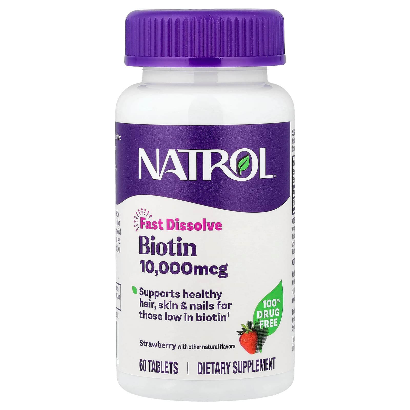 Natrol Biotin, Fast Dissolve – Strawberry – 60 comprimés de Natrol