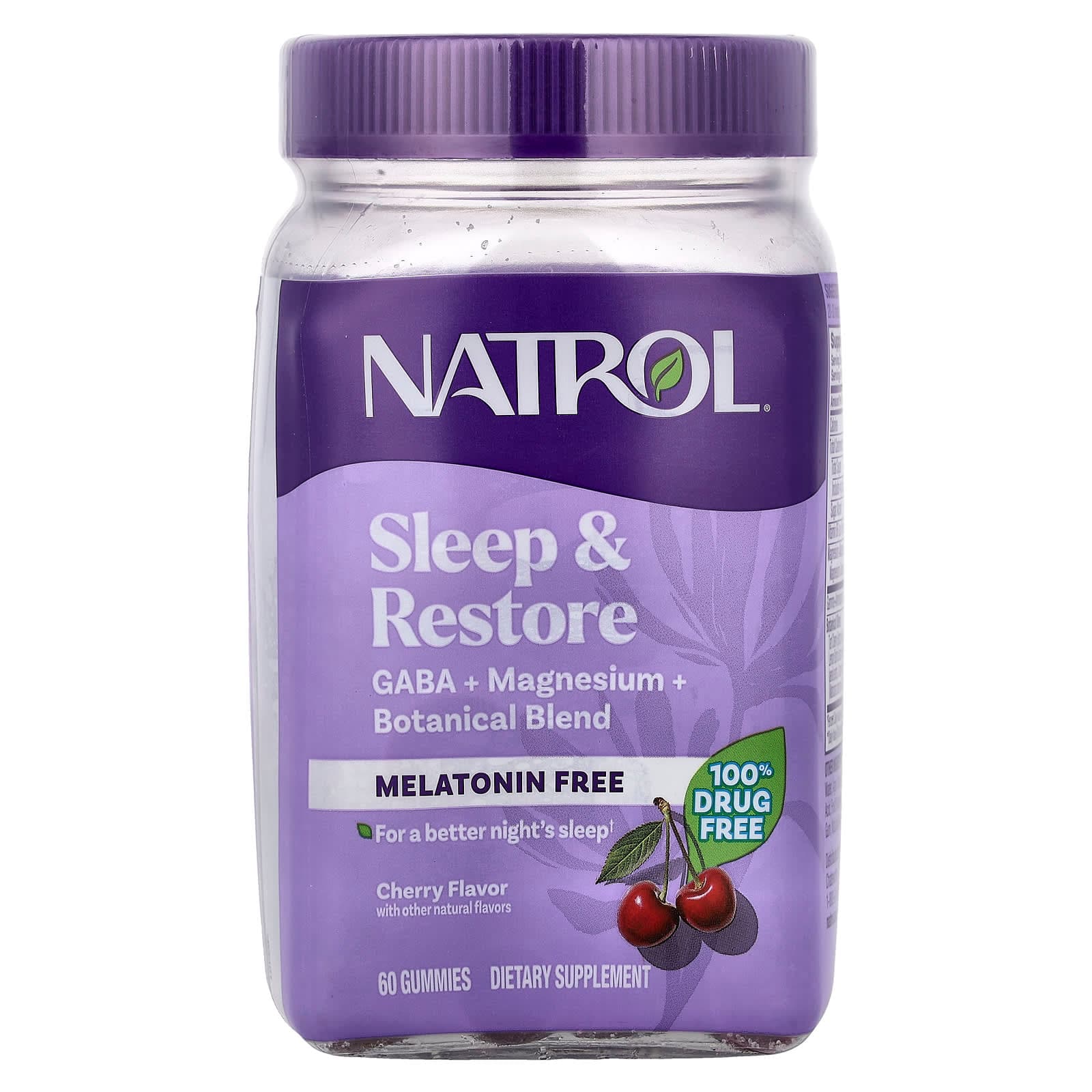 Natrol Sleep & Restore Gummies, Melatonin Free – Cherry – 60 gommes de Natrol