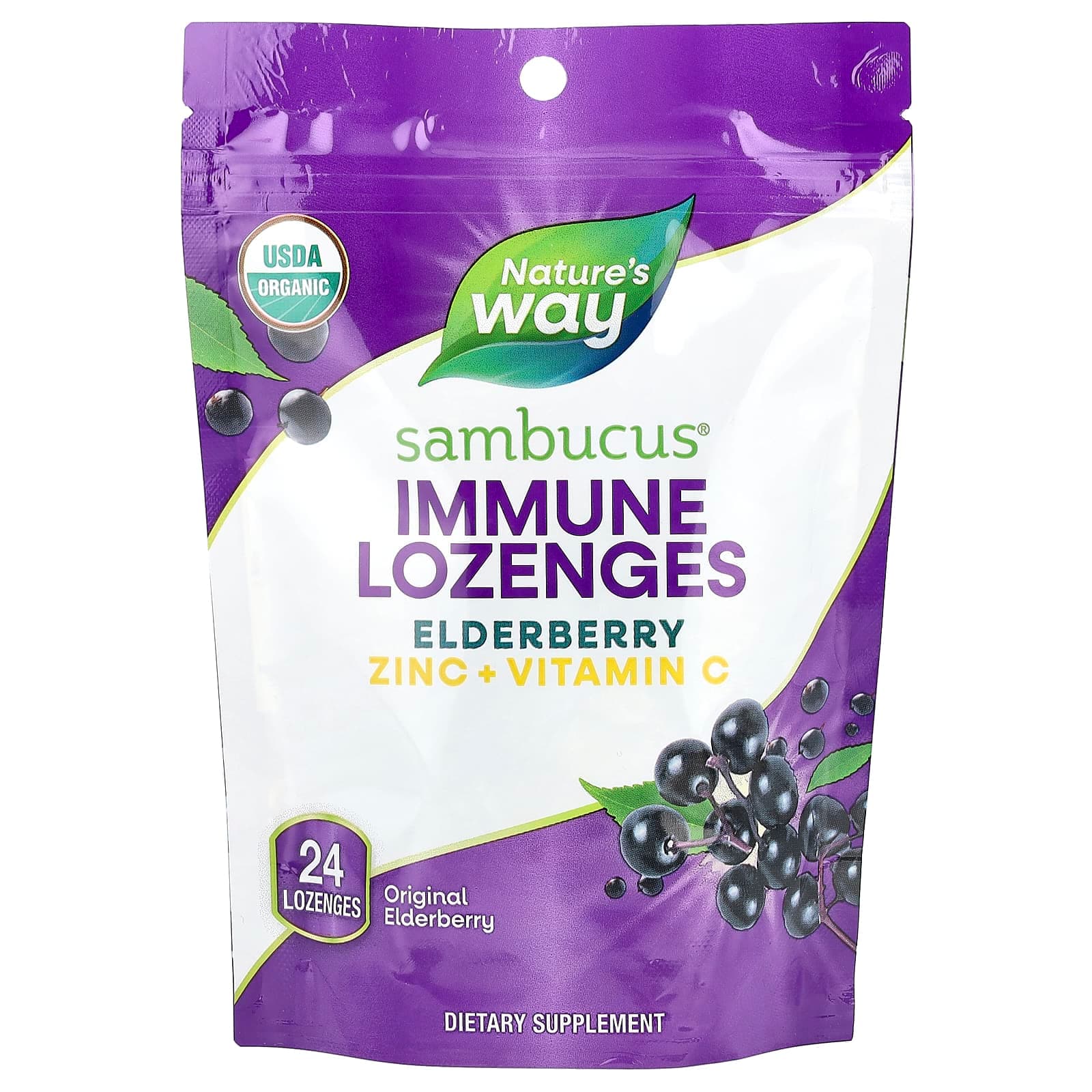 Nature's Way Sambucus Elderberry, Immune Lozenges, Original Elderberry – Sambucus Elderberry – 24 pastilles de Nature's Way