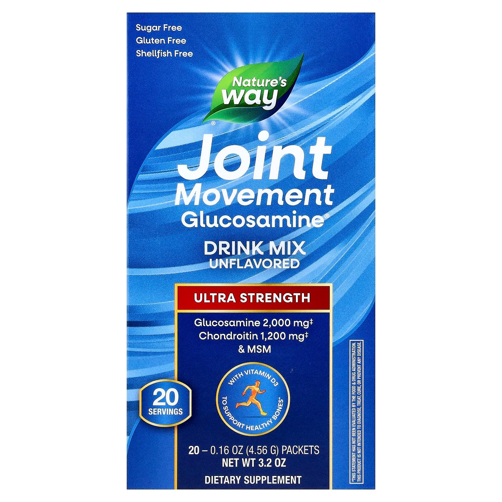 Nature's Way Joint Movement Glucosamine, Drink Mix, Ultra Strength – Sans arôme – 4,56 g de Nature's Way