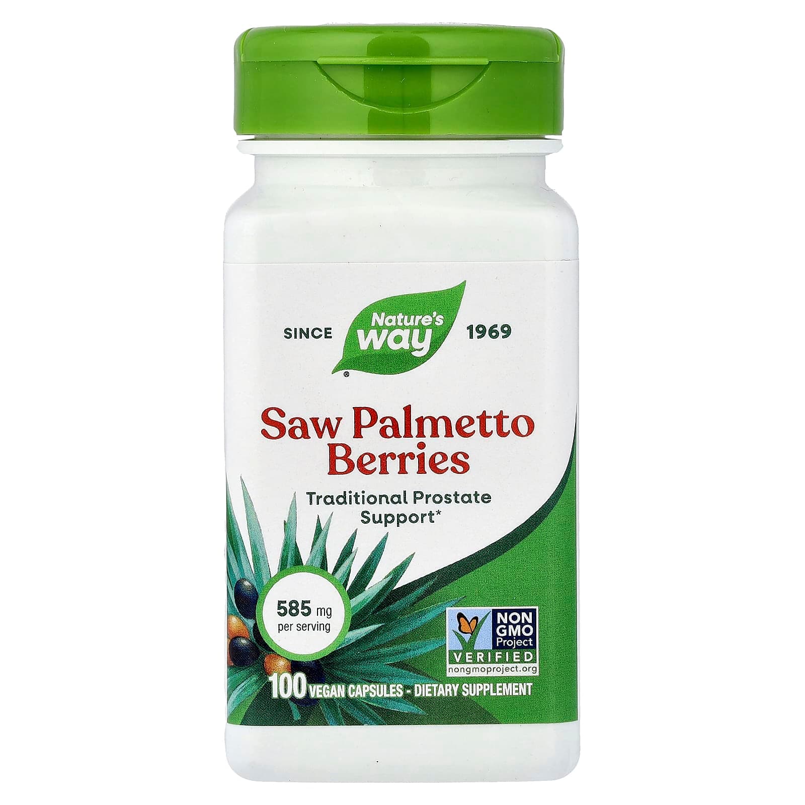 Nature's Way Saw Palmetto Berries – Saw Palmetto Berries – 100 gélules véganes de Nature's Way