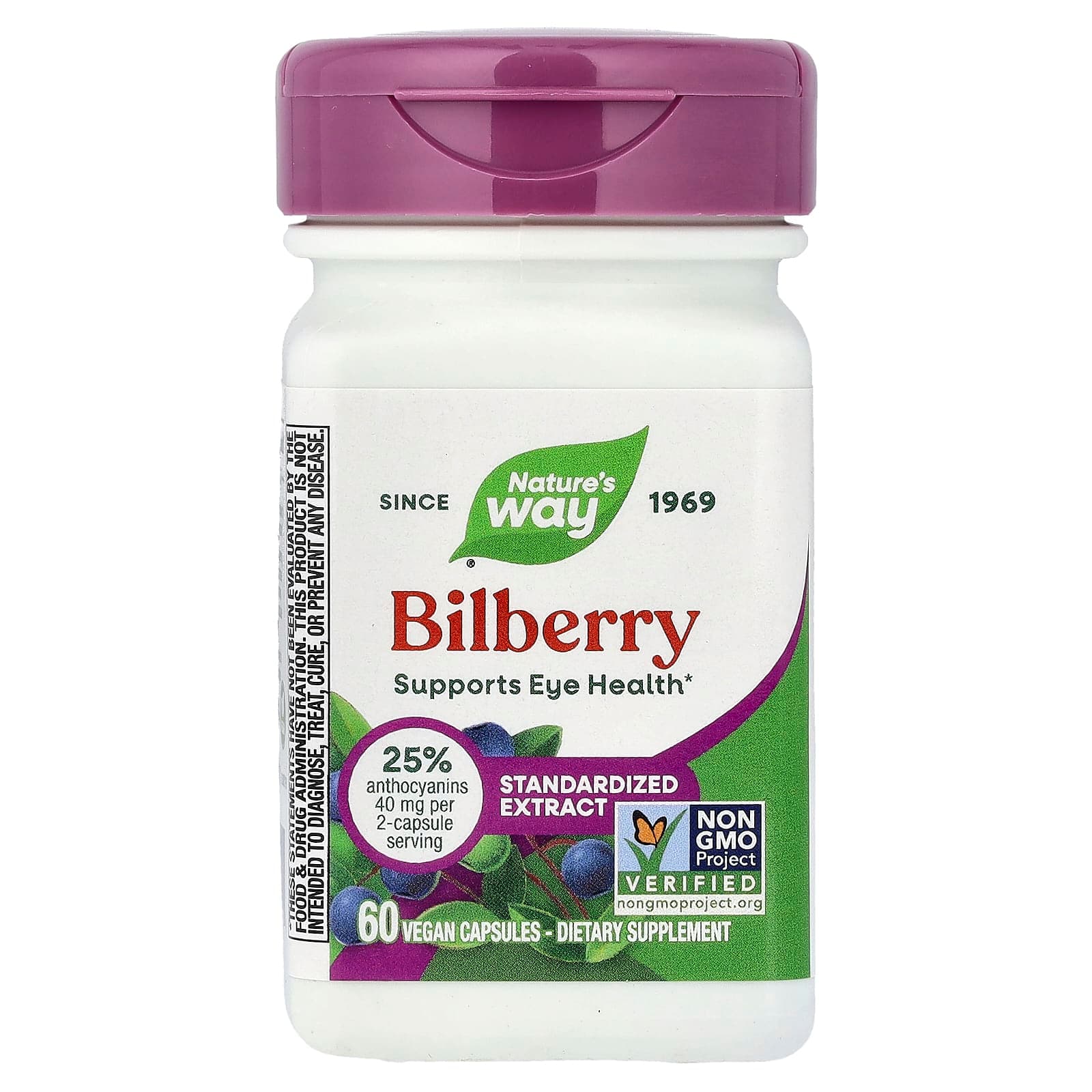 Nature's Way Bilberry, Standardized Extract – Bilberry – 60 gélules véganes de Nature's Way