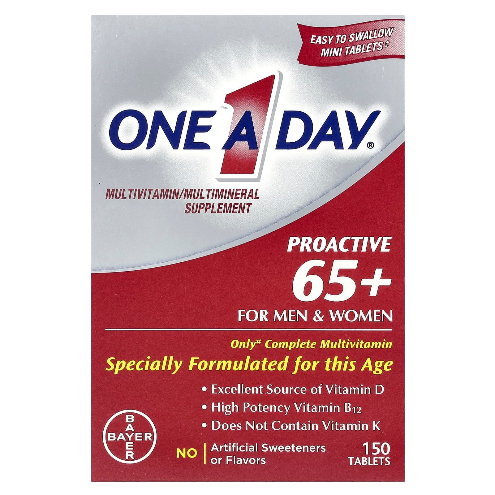 One-A-Day Proactive 65+ For Men & Women, Multivitamin/Multimineral Supplement – 150 comprimés de One-A-Day