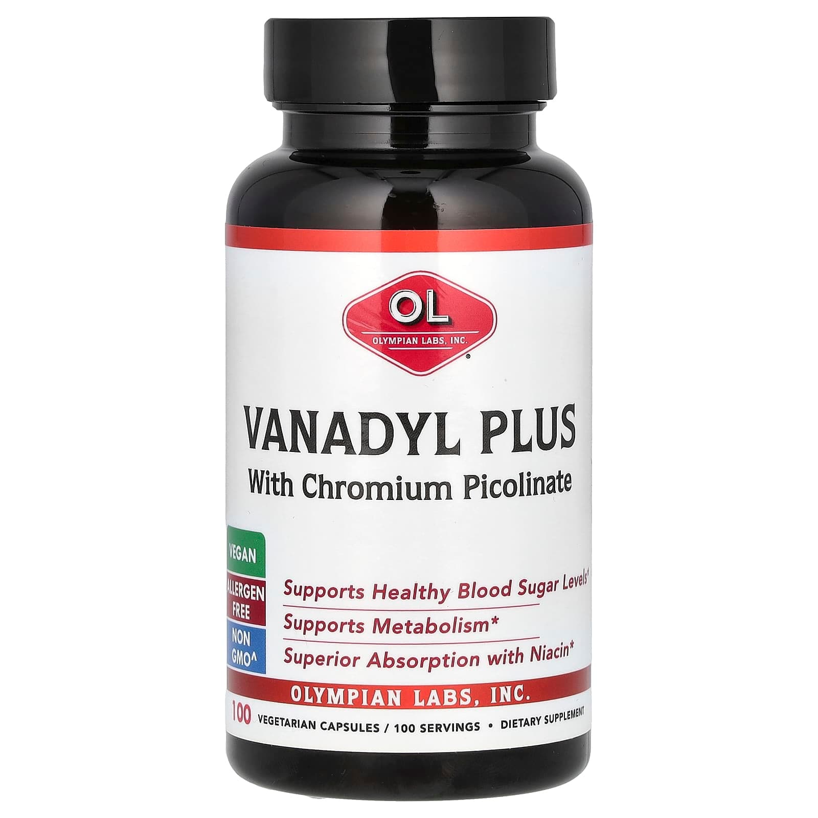 Olympian Labs Vanadyl Plus with Chromium Picolinate – 100 gélules végétales de Olympian Labs