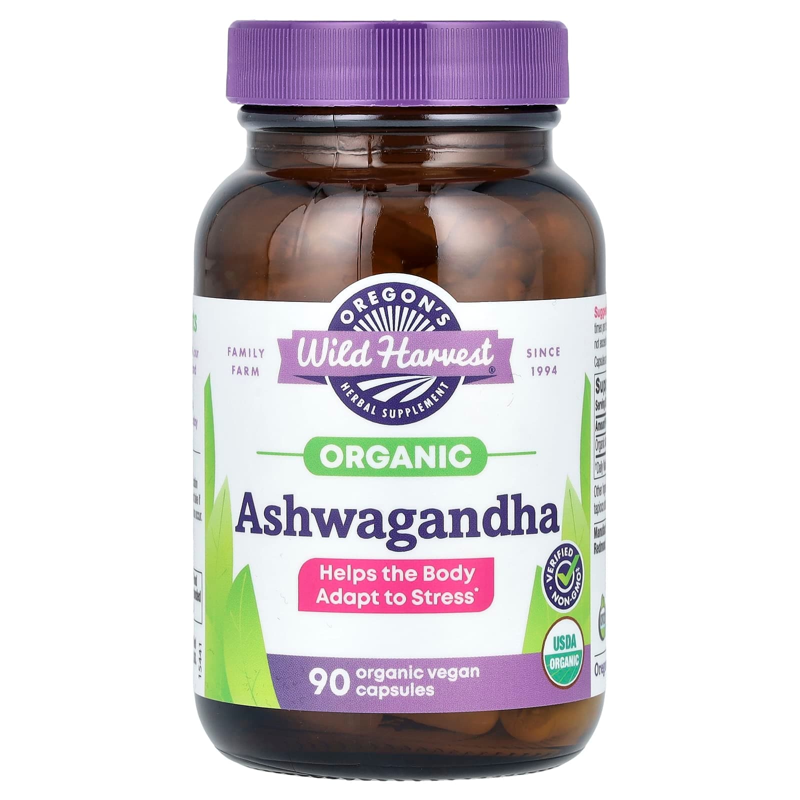 Oregon's Wild Harvest Organic Ashwagandha, 90 Organic Vegan Capsules (400 mg per Capsule) de Oregon's Wild Harvest