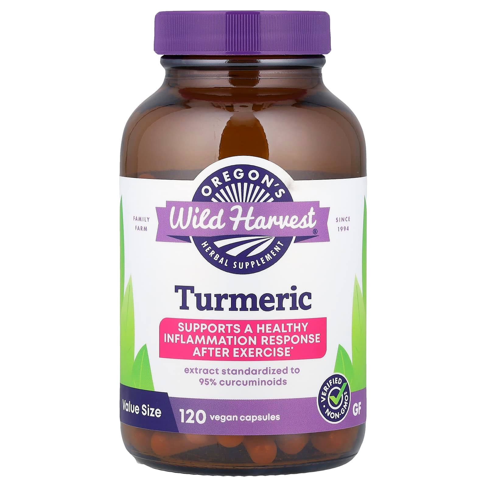 Oregon's Wild Harvest Turmeric – 120 gélules véganes de Oregon's Wild Harvest