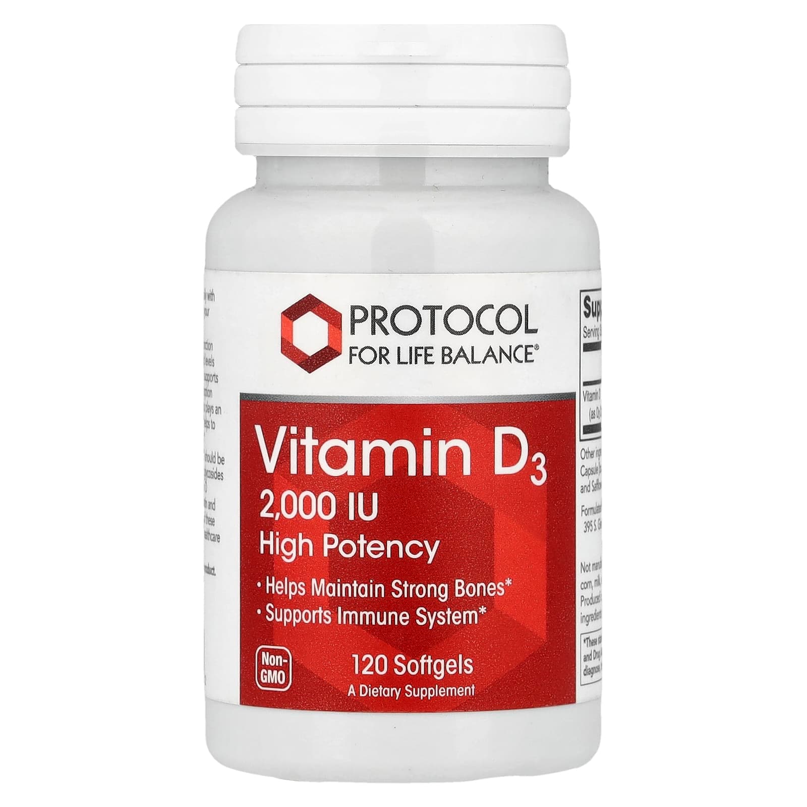 Protocol for Life Balance Vitamin D3 – 120 capsules molles de Protocol for Life Balance