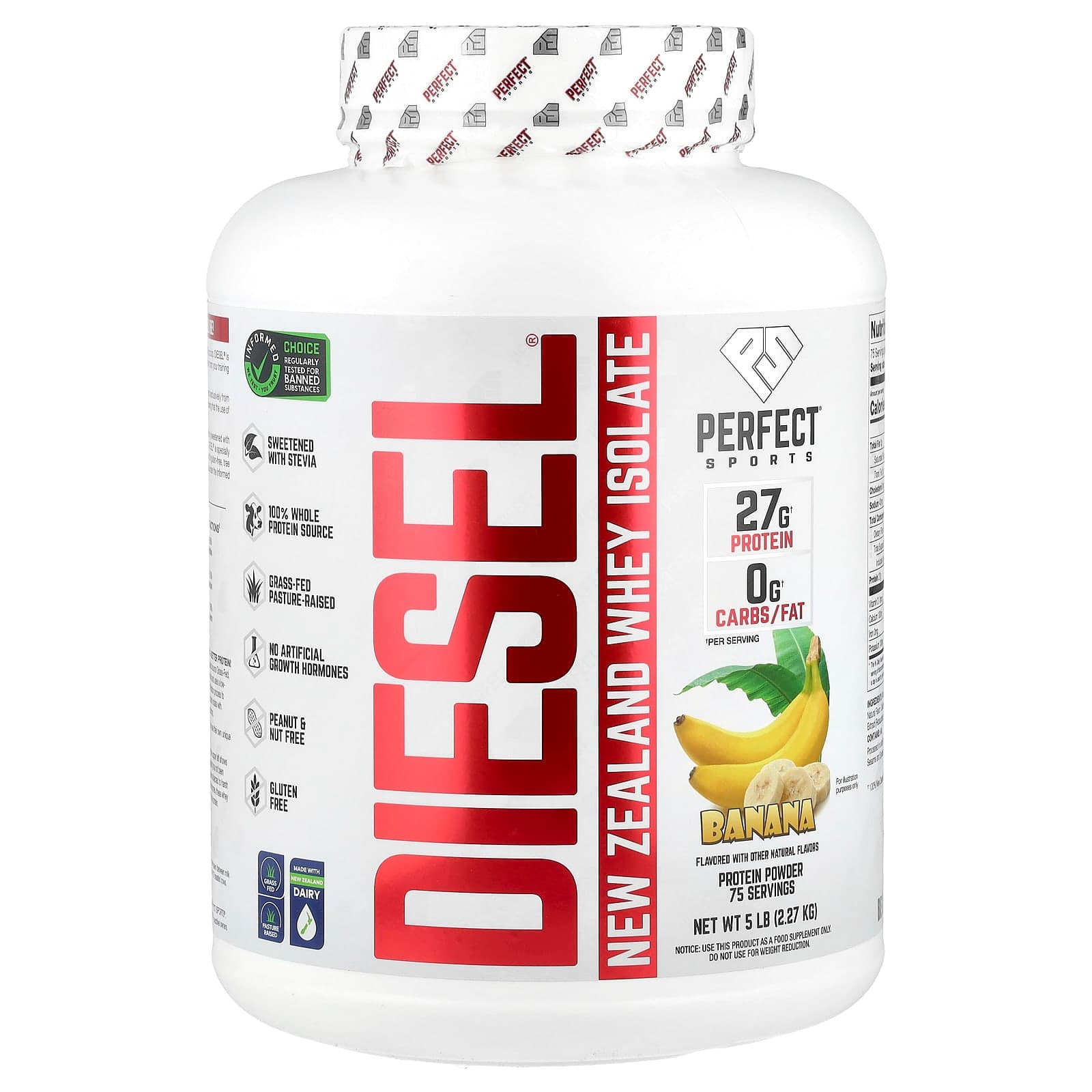 PERFECT Sports Diesel, New Zealand Whey Isolate – Banana – 2,27 kg de PERFECT Sports