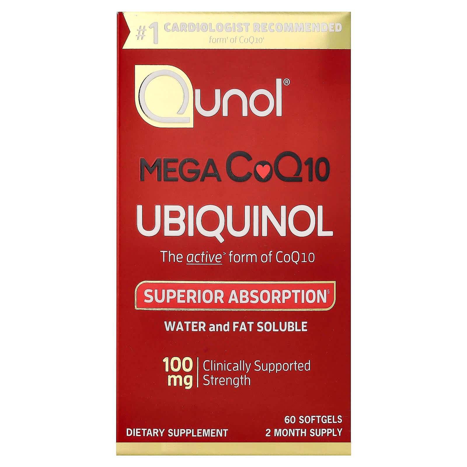 Qunol Mega CoQ10 Ubiquinol – 60 capsules molles de Qunol