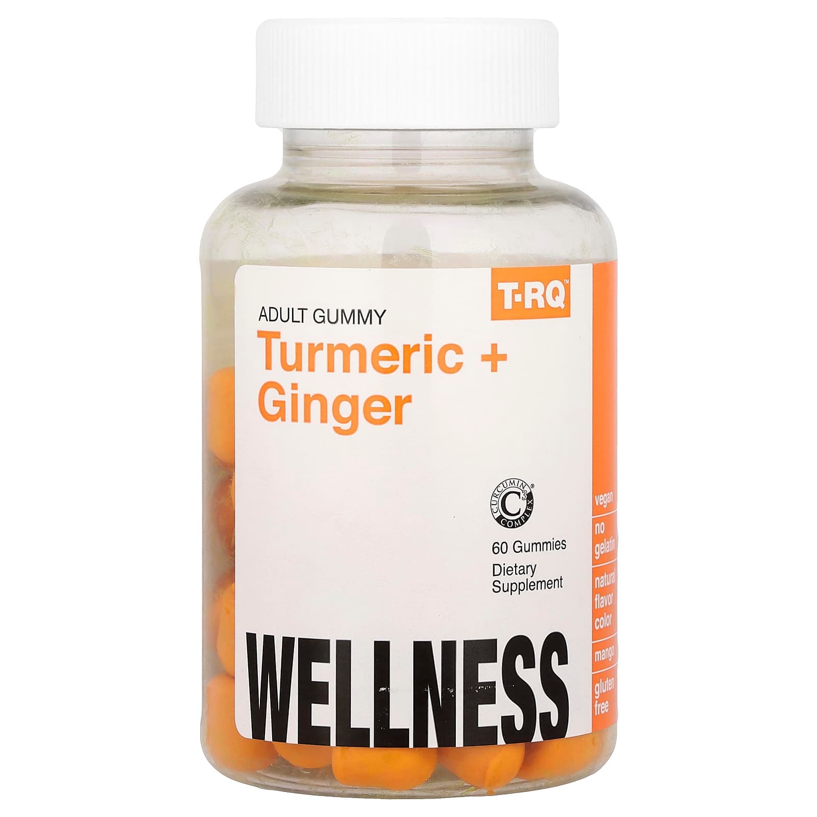 T-RQ Adult Gummy, Turmeric + Ginger – Mango – 60 gommes de T-RQ