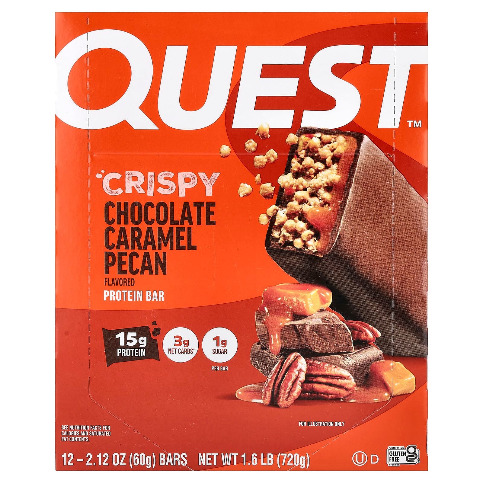 Quest Nutrition Protein Bar – Crispy Chocolate Caramel Pecan – 60 g de Quest Nutrition