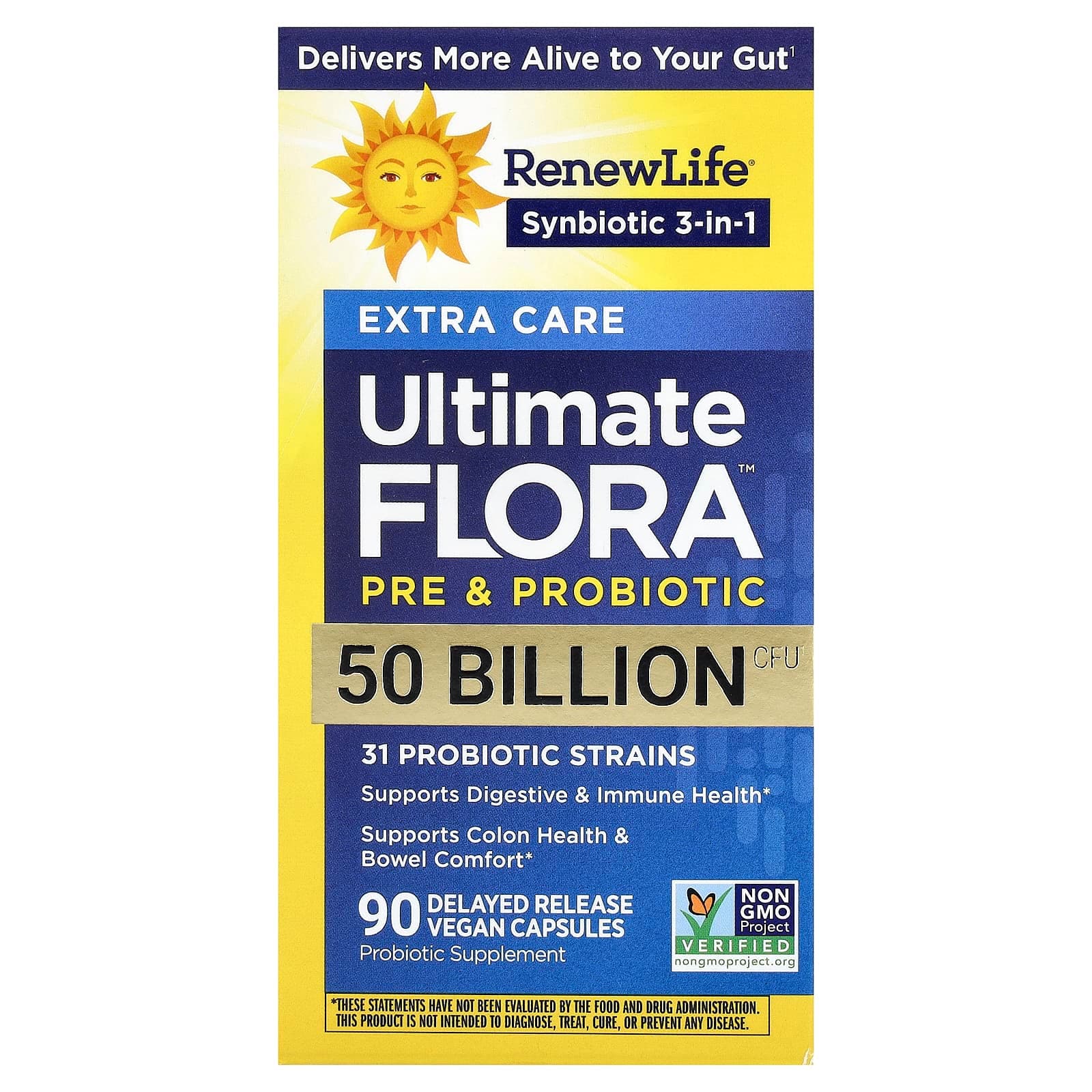 Renew Life Ultimate Flora Pre & Probiotic, 90 Delayed Release Vegan Capsules de Renew Life